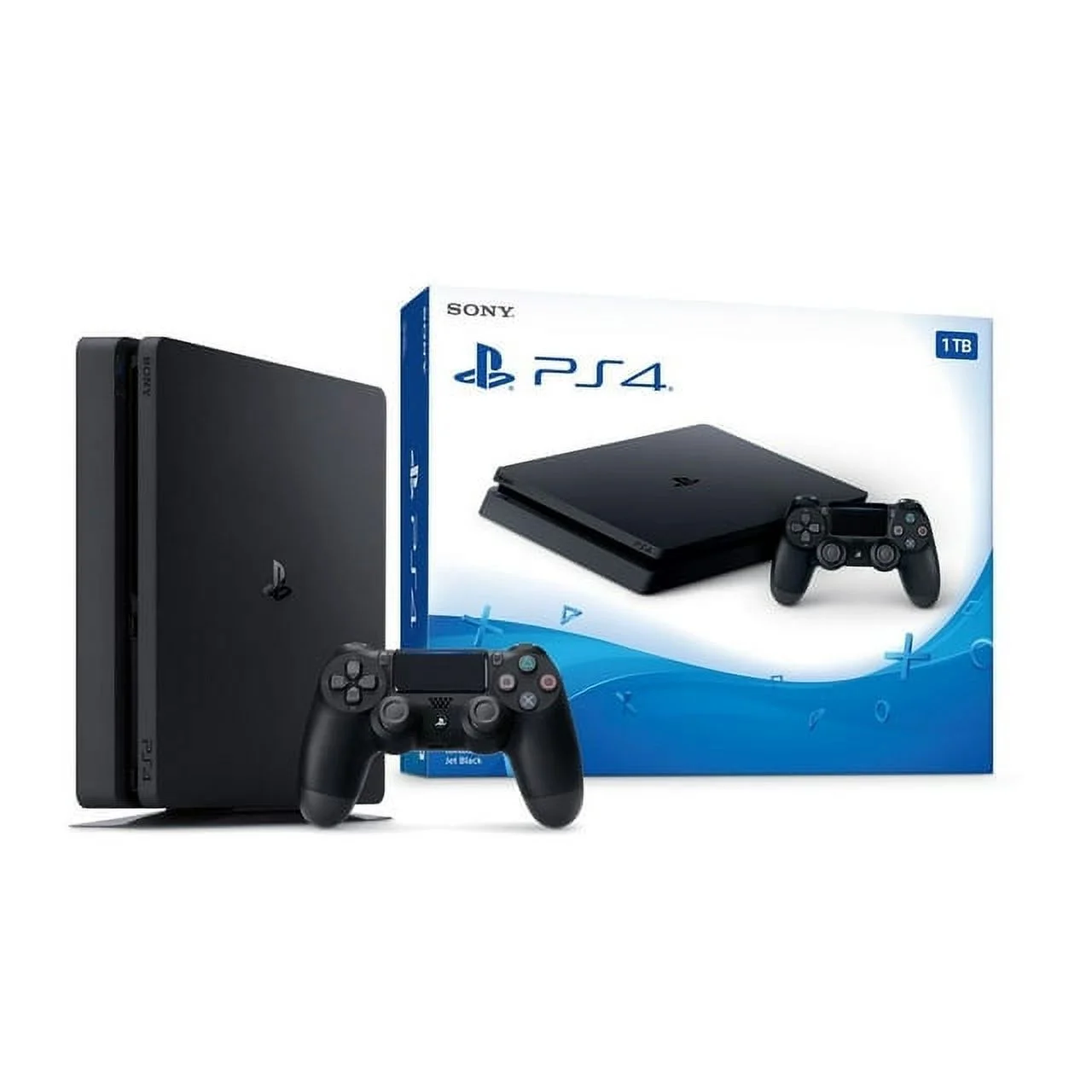 Sony 2215B PlayStation 4 Slim 500GB Gaming Console Black, HDMI Cable 2 Controller With BOLT AXTION Cleaning Kit Bundle Like New