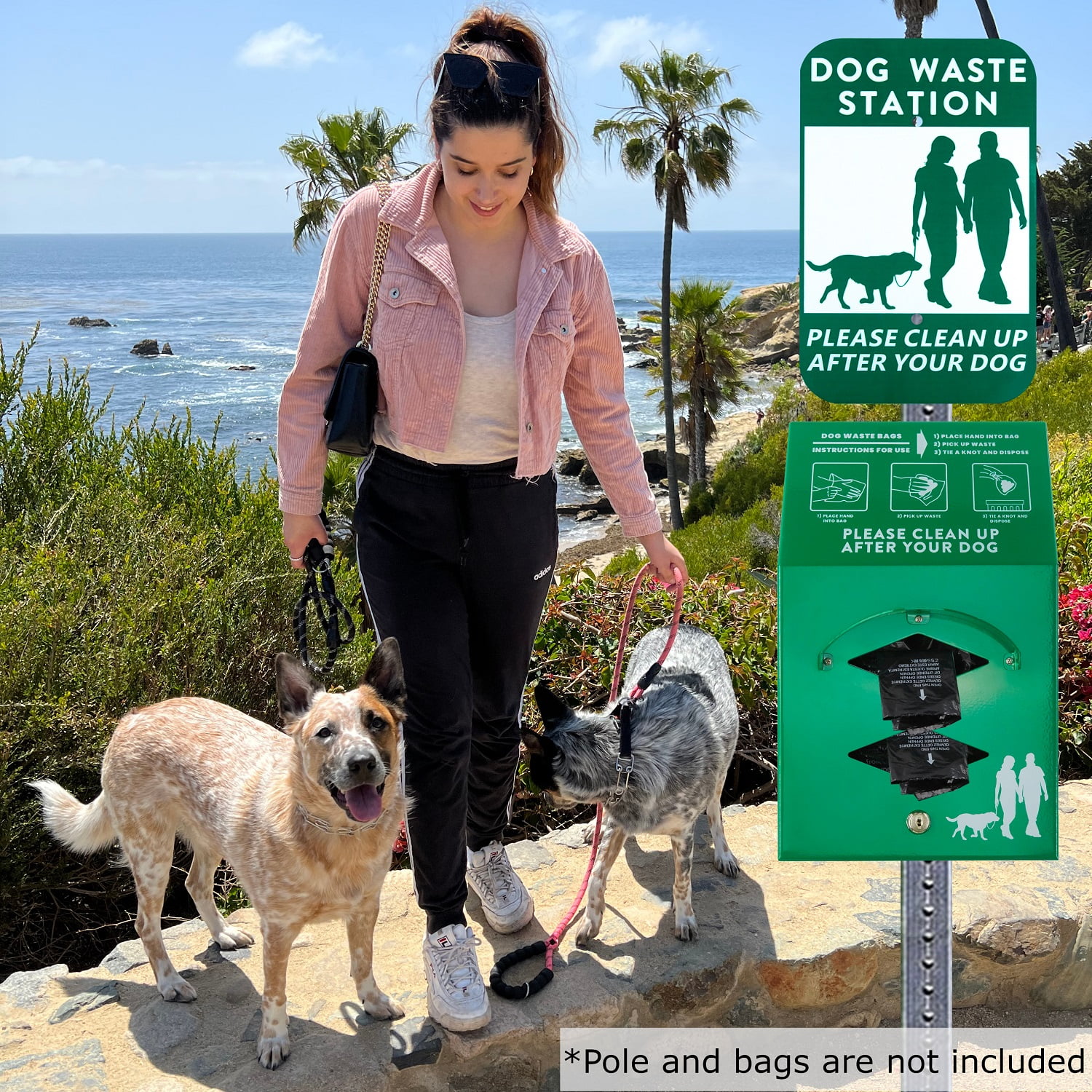 Wall Mounted Aluminum Dog Bag Dispenser with Pick Up After Your Dog Sign