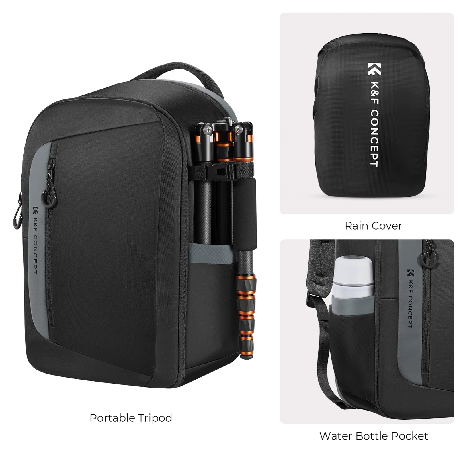 K&F CONCEPT K&F CONCEPT KF13.158 Camera Backpack with Laptop Compartment and Rainproof Cover Compatible with Various DSLR Cameras