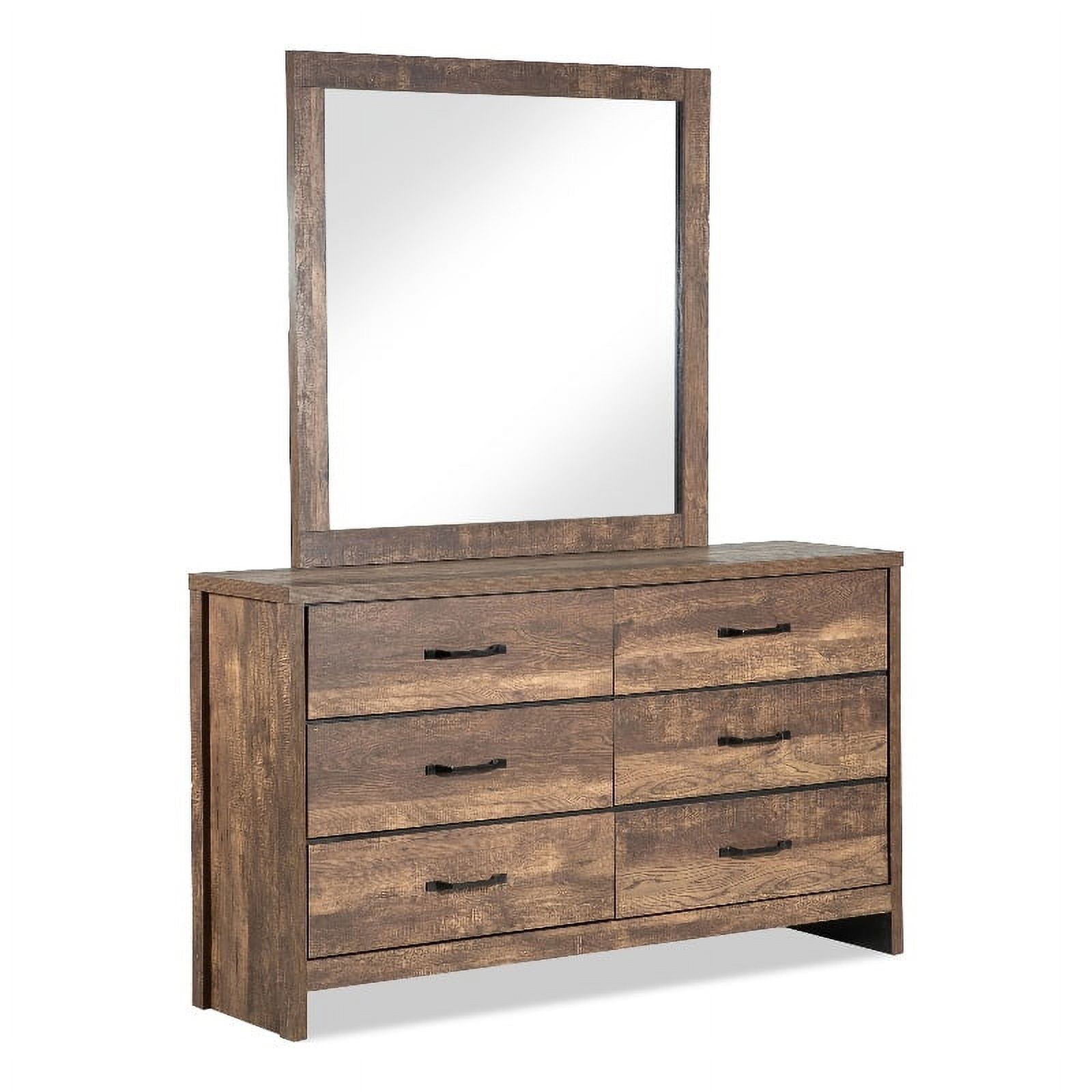 Furniture of America Wali Rustic Wood 6-Drawer Dresser with Mirror in Walnut