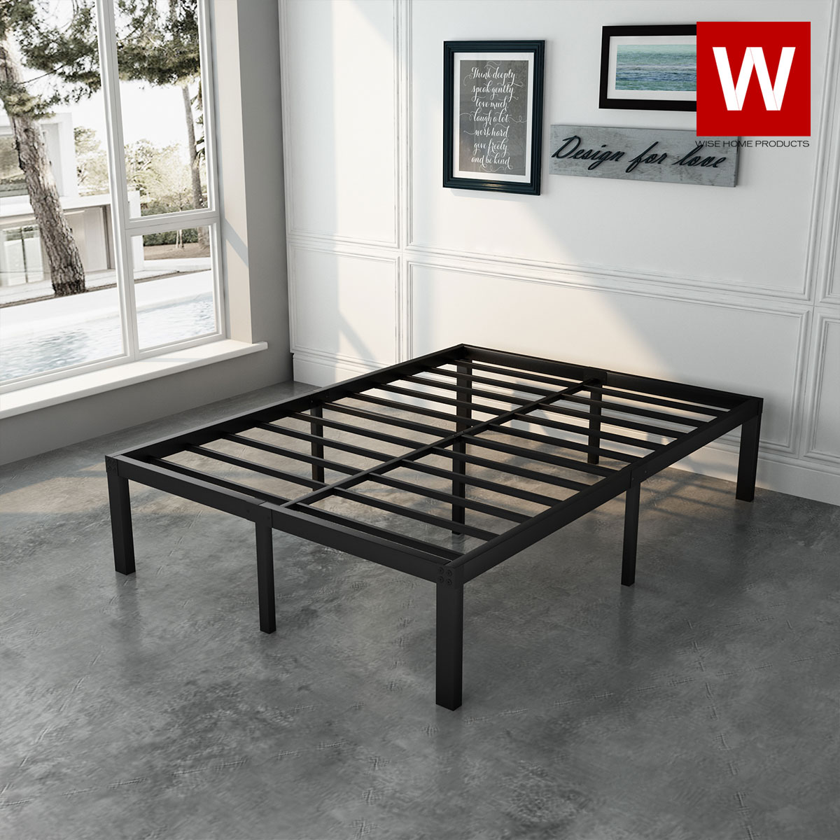 Full Size Metal Platform Bed Frame with Extra Storage Space