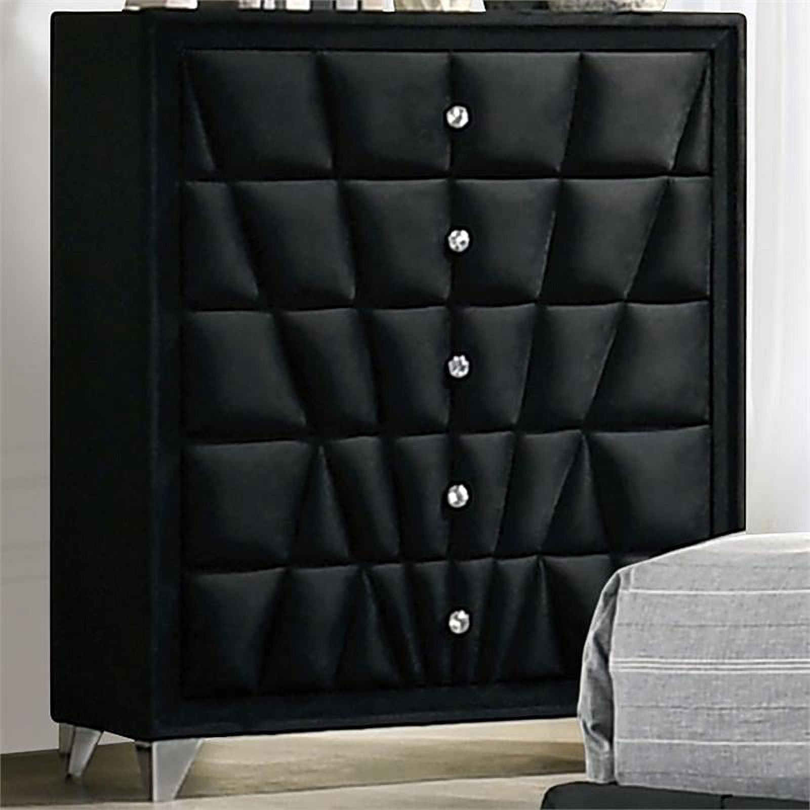 Furniture of America Sakan Transitional Fabric Upholstered Chest in Black