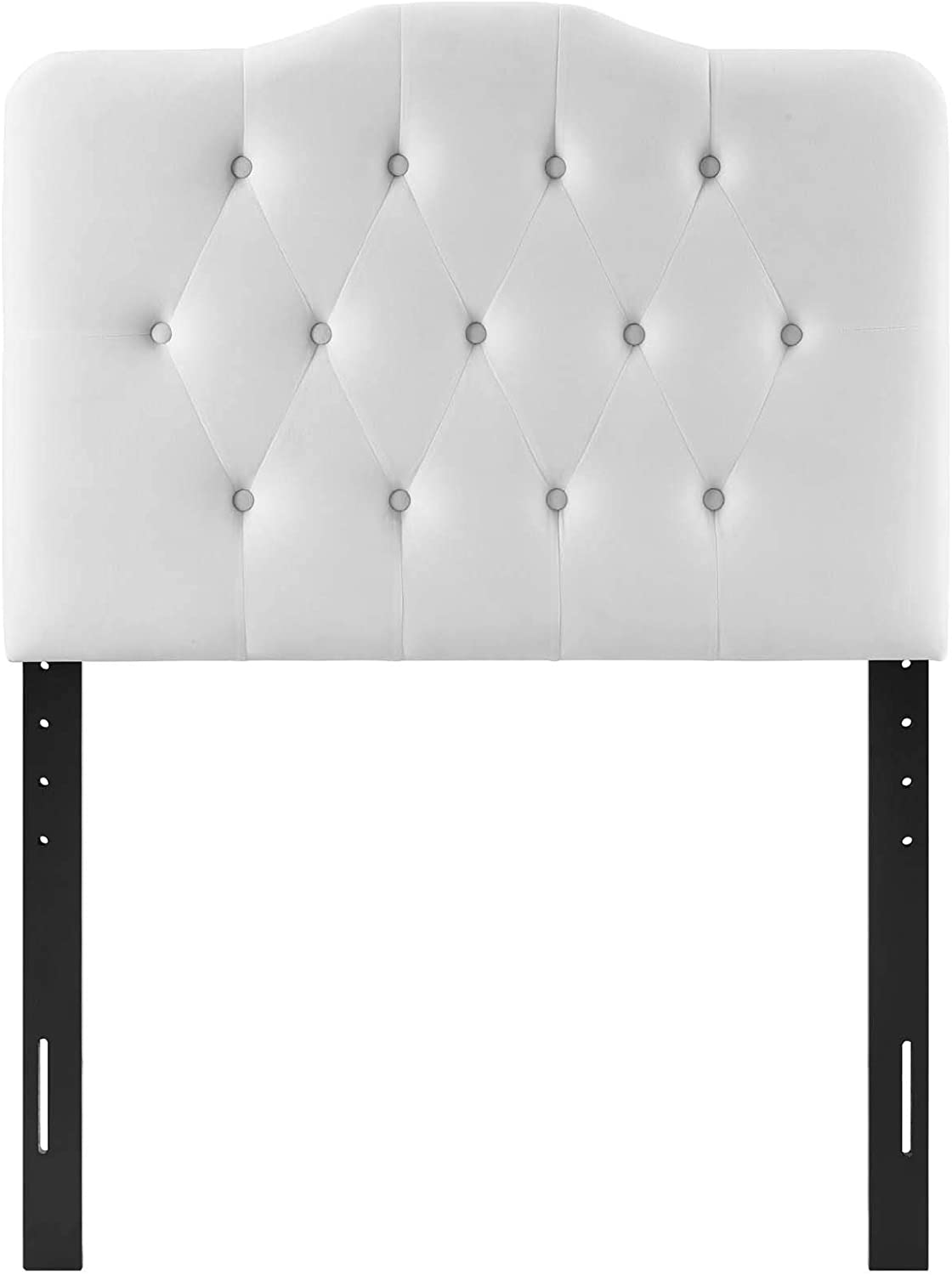 Contemporary Modern Urban Designer Bedroom Twin Size Tufted Headboard, Velvet Fabric, White