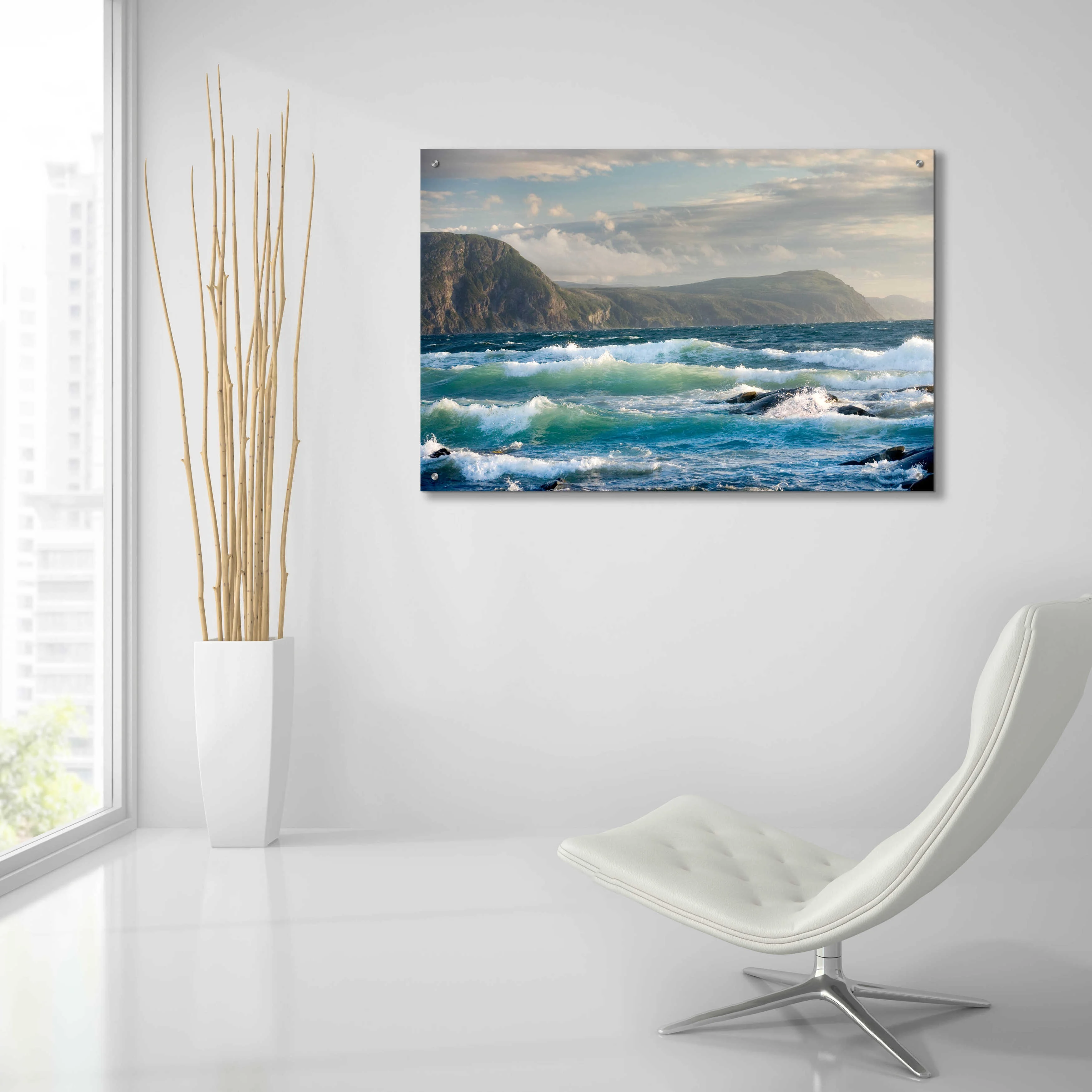 Epic Art 'Newfoundland Sunset Surf' by Mike Jones, Acrylic Glass Wall Art, 36