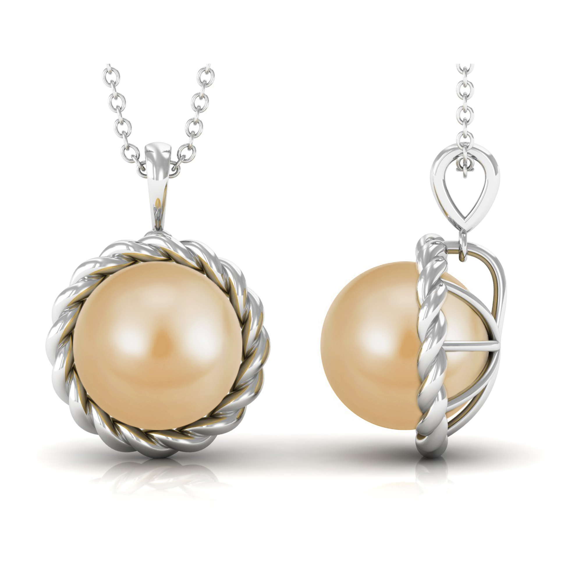 South Sea Pearl Pendant Necklace for Women, 10 mm, AAA Quality, 925 Sterling Silver