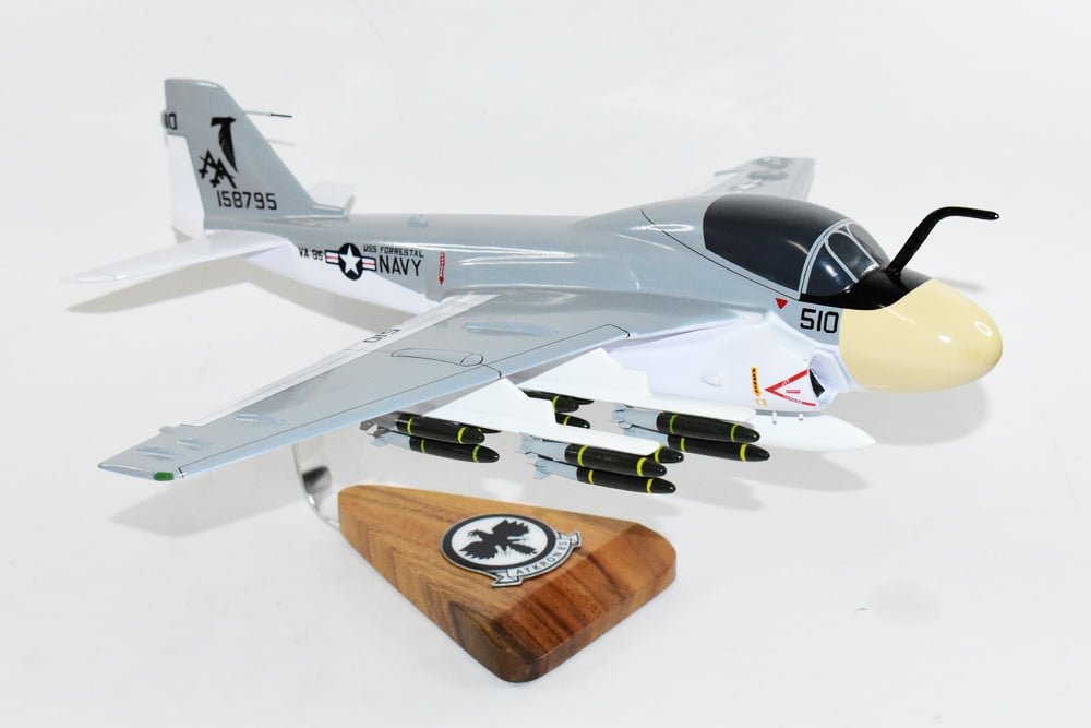 VA-85 Black Falcons A-6e (1981) Intruder Model, 1/36th Scale, Mahogany, Navy