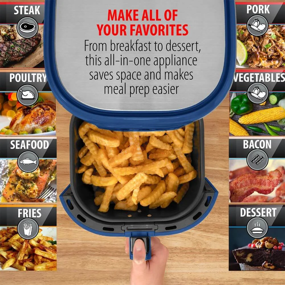 Deco Chef 3.7QT Digital Air Fryer (Blue) Bundle with Gourmet 12-Piece Knife Set