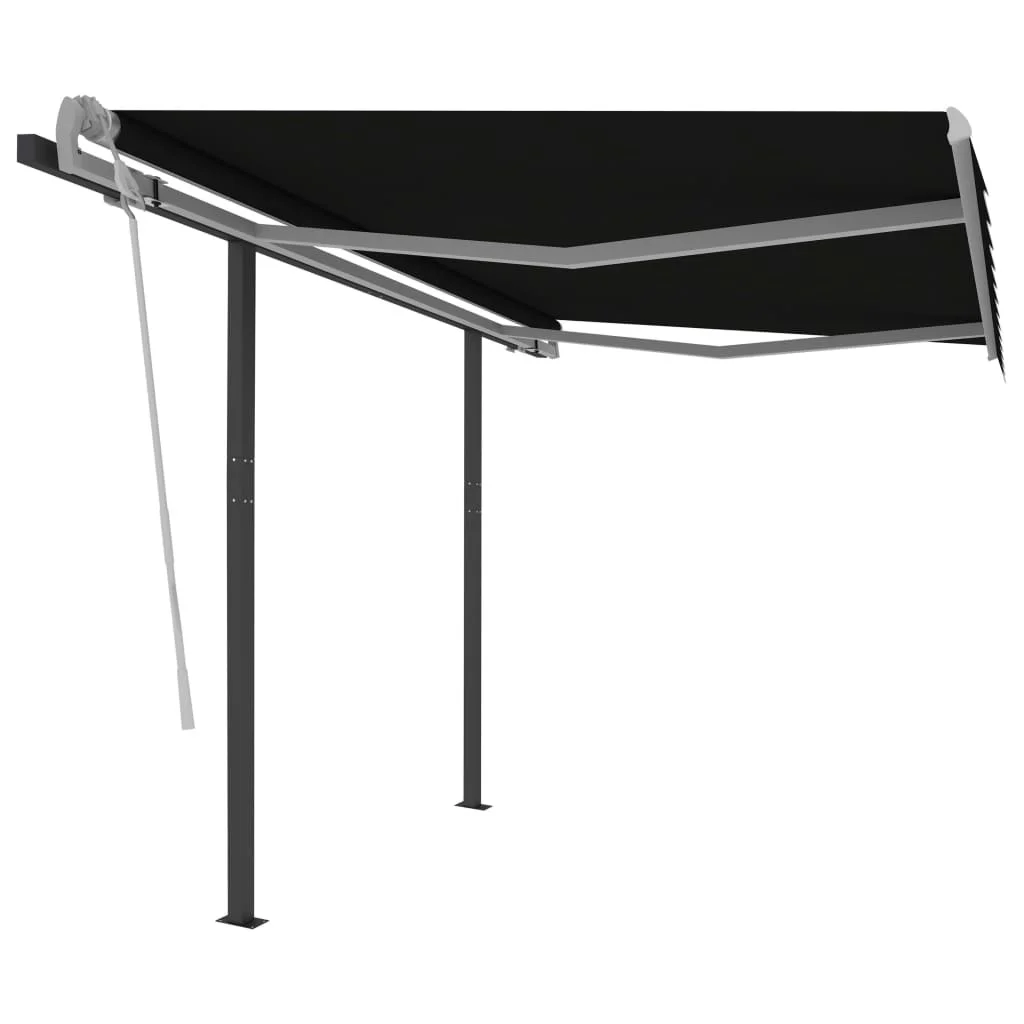 vidaXL Manual Retractable Awning with Posts 9.8'x8.2' Anthracite