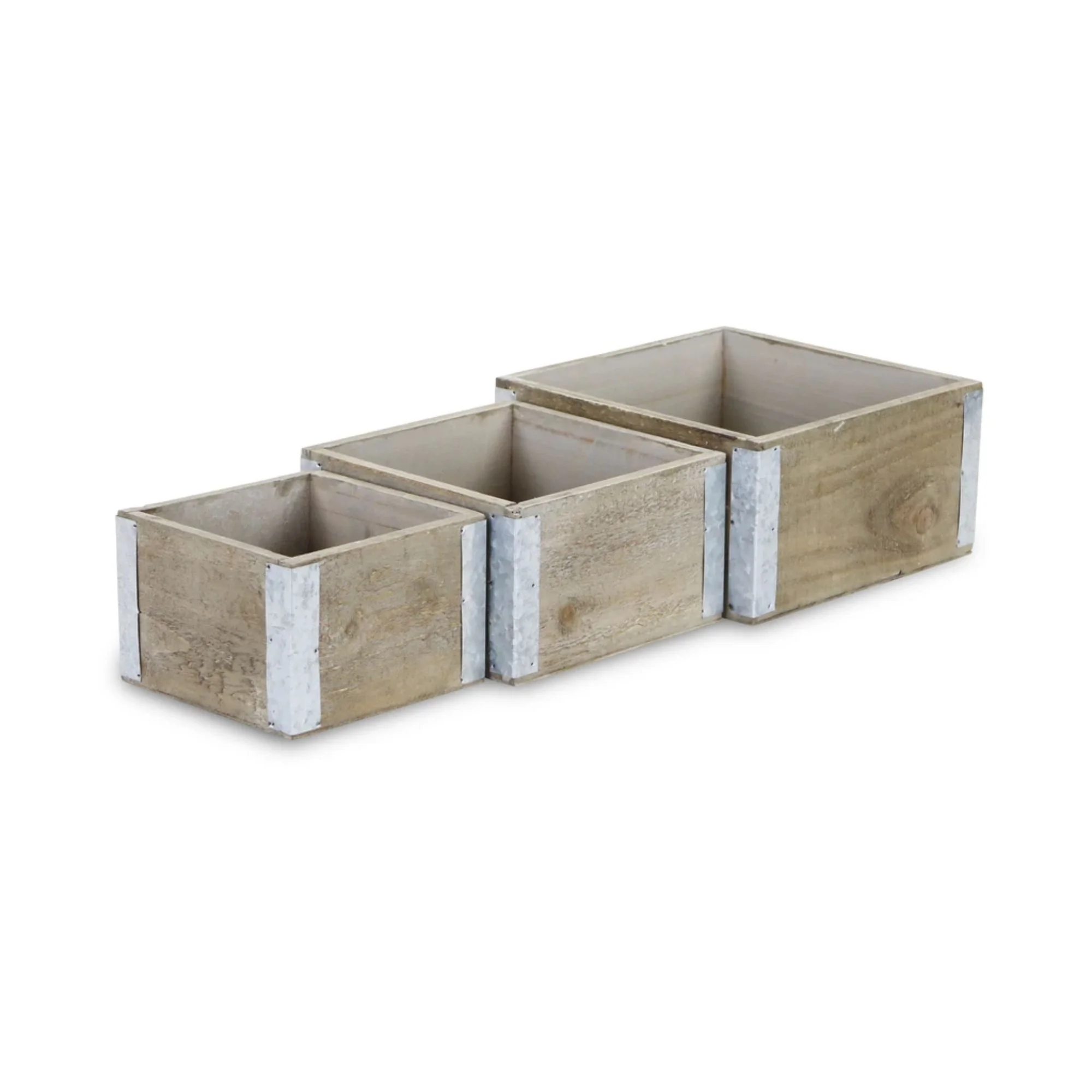 Cheungs Brown Wood Square Crate (Set of 3)