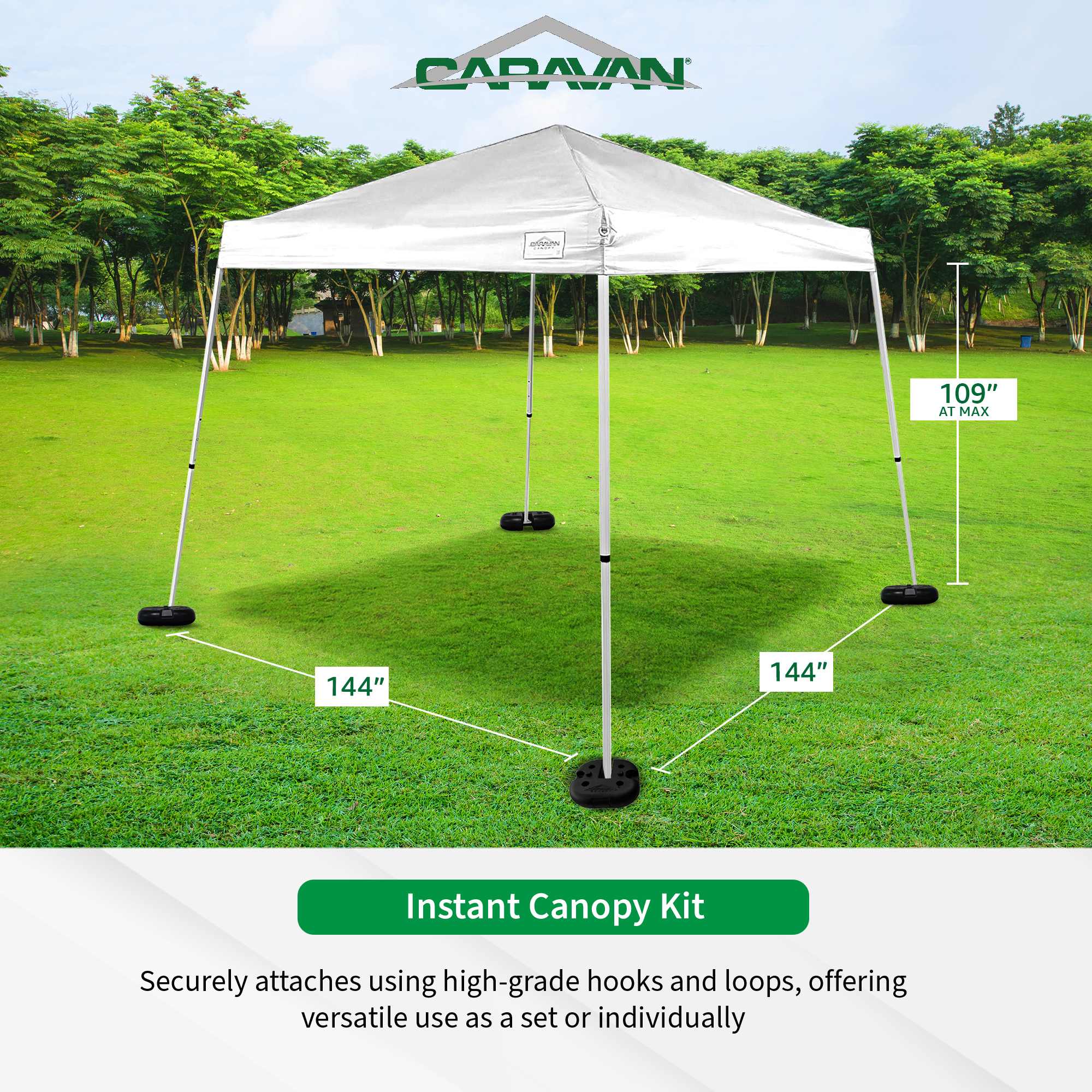 Caravan Canopy V Series Sidewalls w/V Series 2 Angled Leg Canopy & 4 Plates
