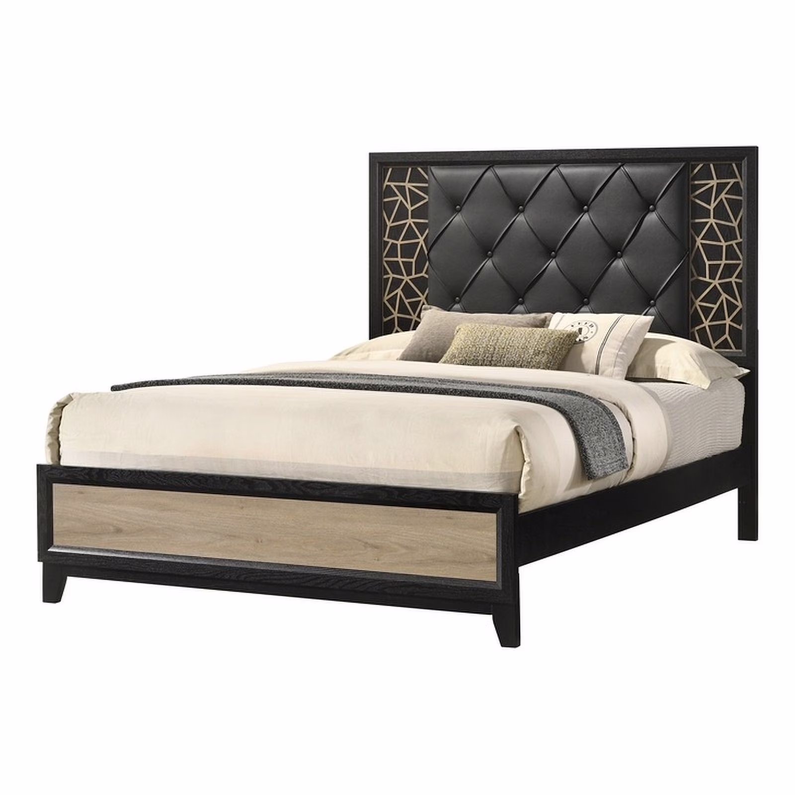 Pemberly Row Modern Upholstered Queen Bed Made with Wood in Black