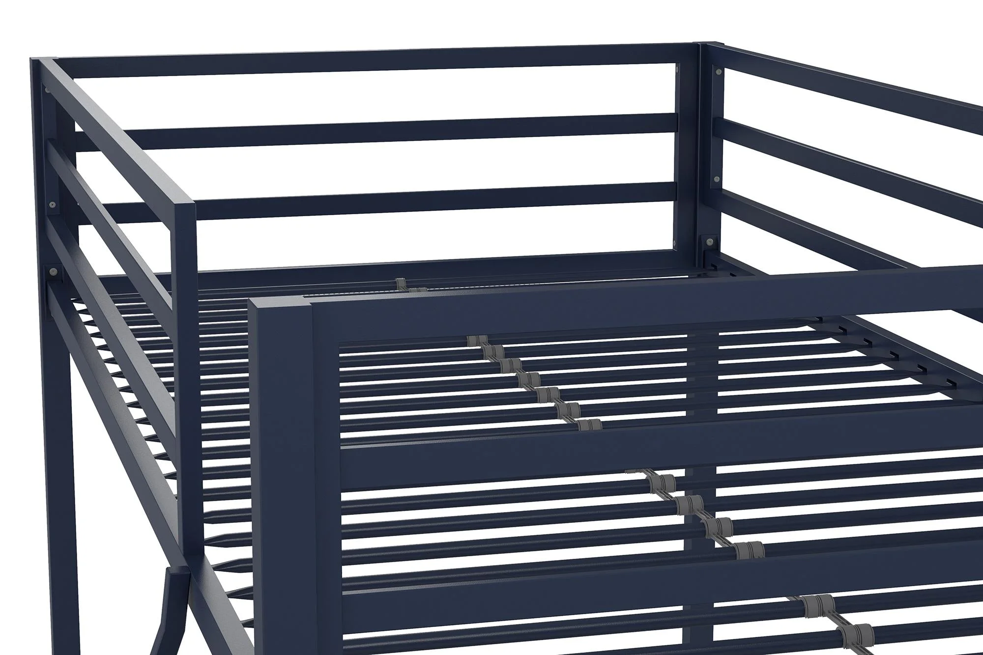 Novogratz Maxwell Twin-Over-Twin Metal Bunk Bed with Ladder and Guardrails, Easy Assembly, Navy Blue