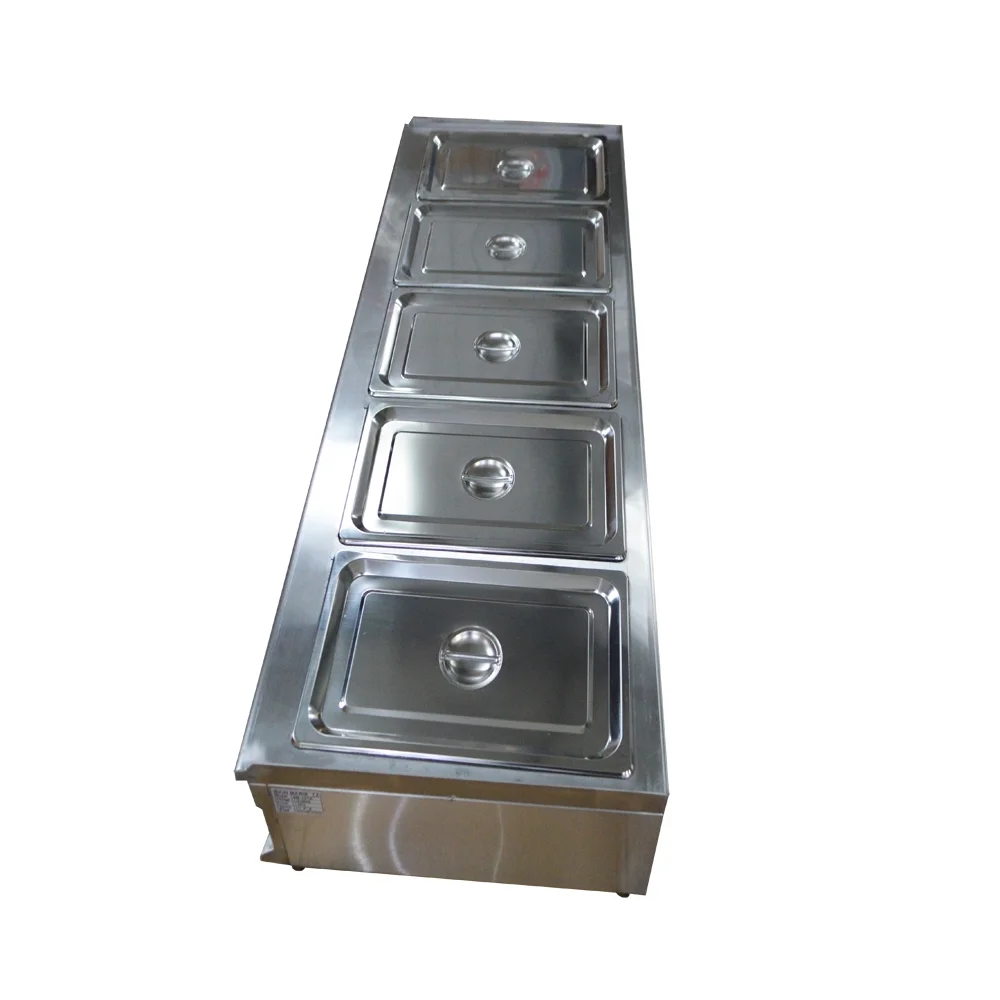 PreAsion 5-1/2Pan Food Warmer Steamer Stove Canteen Buffet Steam Heater Table Stainless Steel