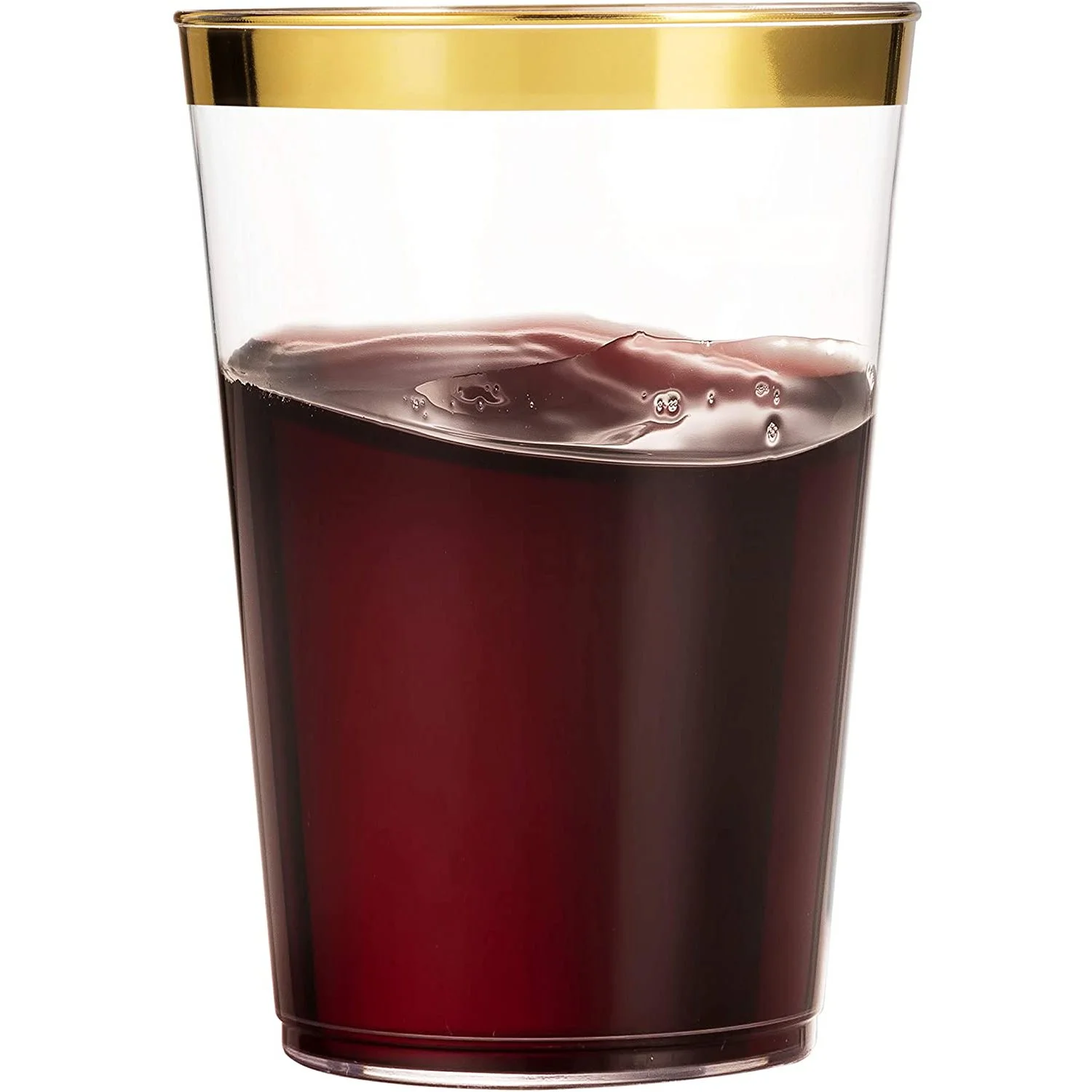 Nicole Fantini's Simcha Collection pack 0f 50 10 Oz disposable Fancy Gold Rim Clear hard Plastic Tumblers/Cups, for Wedding ,Elegant Party & All Occasions.:50CT