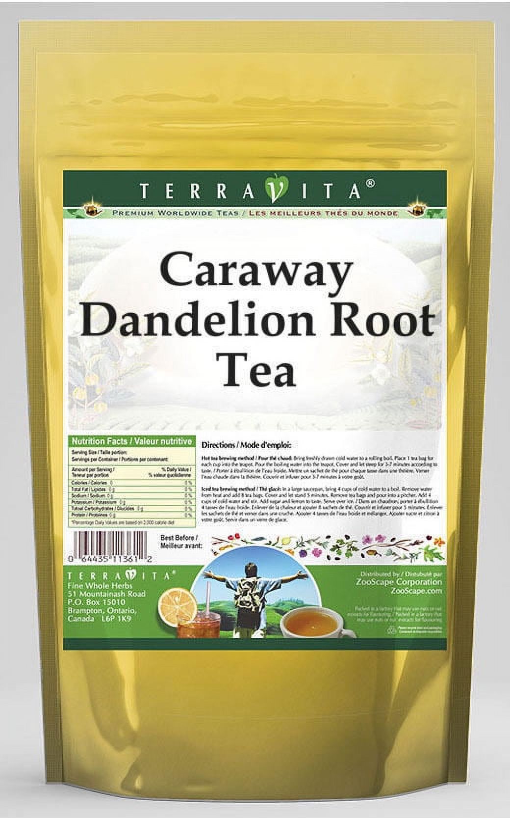 TerraVita Caraway Dandelion Root Tea, (Caraway, Dandelion Root Tea Bags, 50 Tea Bags, 1-Pack, Zin: 548510)