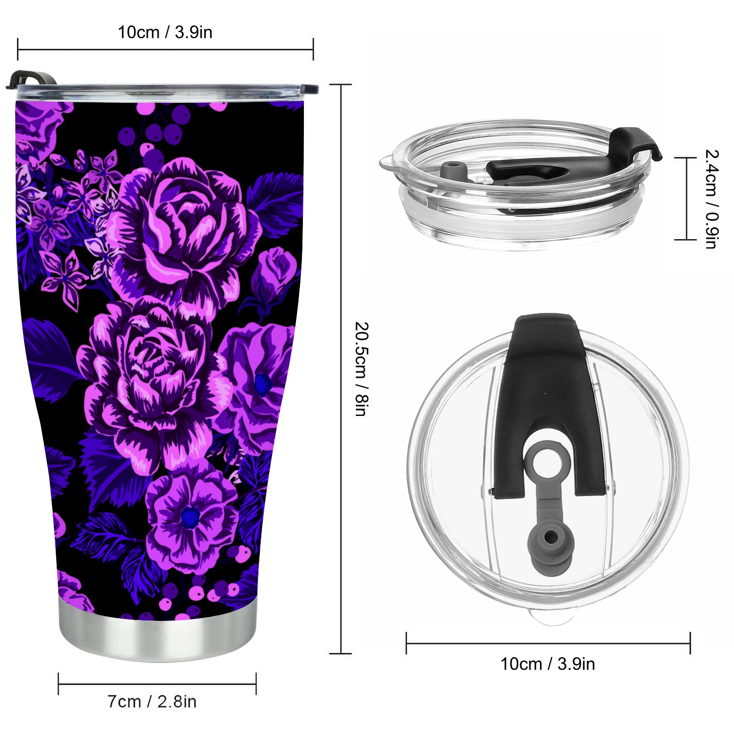 Hidove Stainless Steel Tumbler, Beautiful Rose Floral 30oz Leak Proof & Stainless Steel Bottle for Hot & Cold Drinks - Coffee Travel Mug, Water Metal Canteen, Thermal Cup