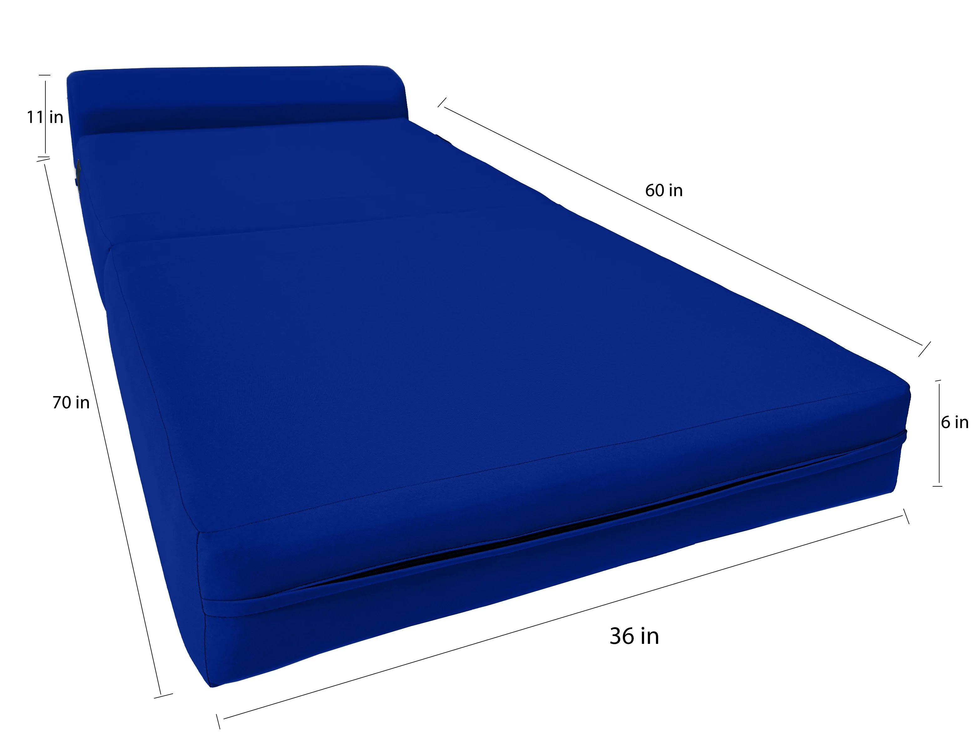 Royal Blue Sleeper Chair Folding Foam Beds, Portable Studio Sofa Guest Bed, 6 x 36 x 70