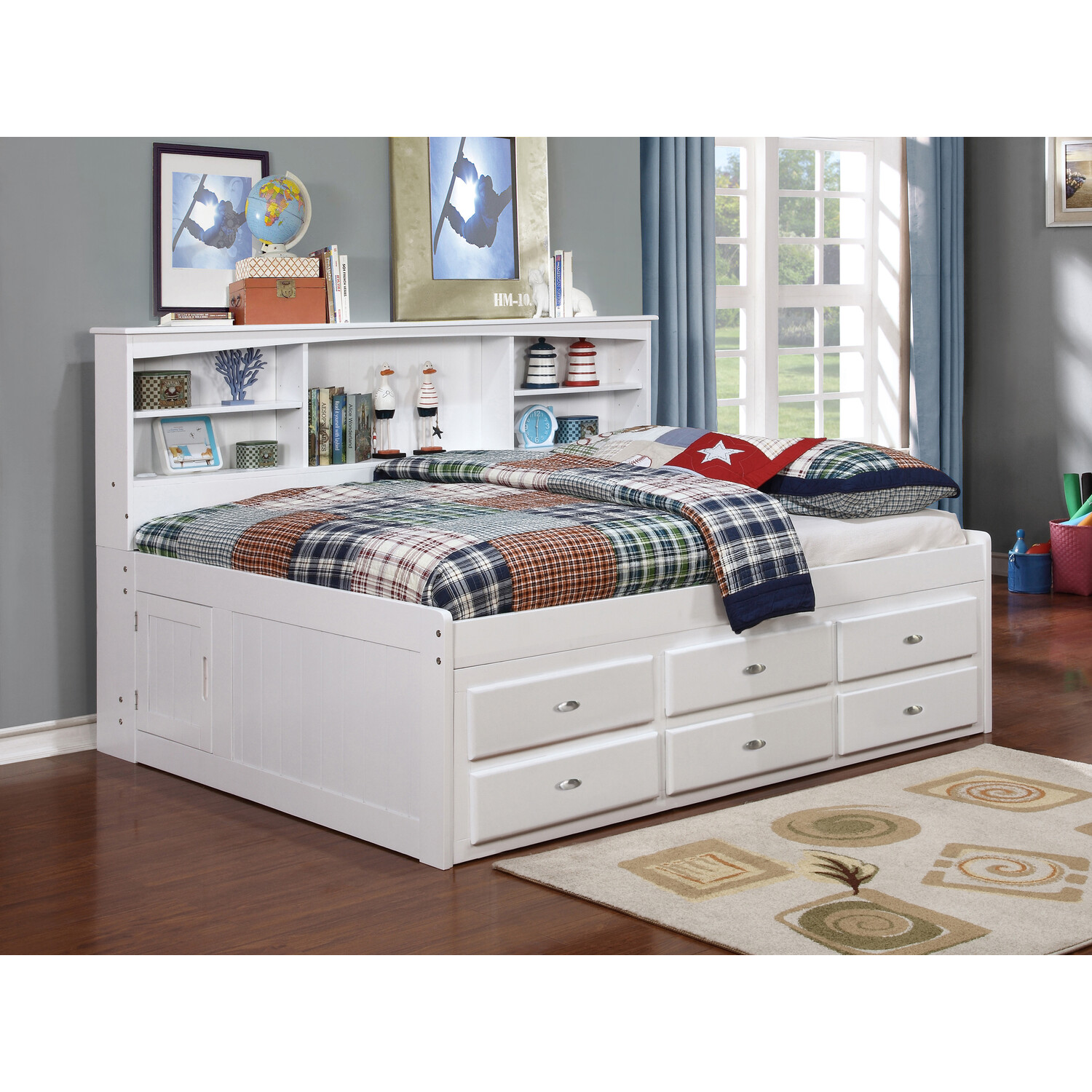 OS Home and Office Furniture 80223K6-22 Solid Pine bed in Casual White