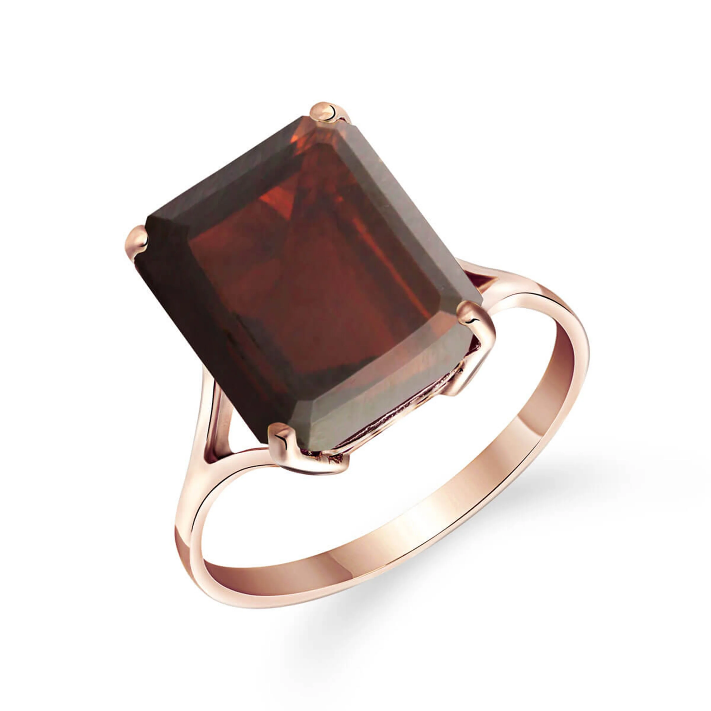 Galaxy Gold 14k Rose Gold Ring with Natural Octagon-shaped Garnet - Size 8.5