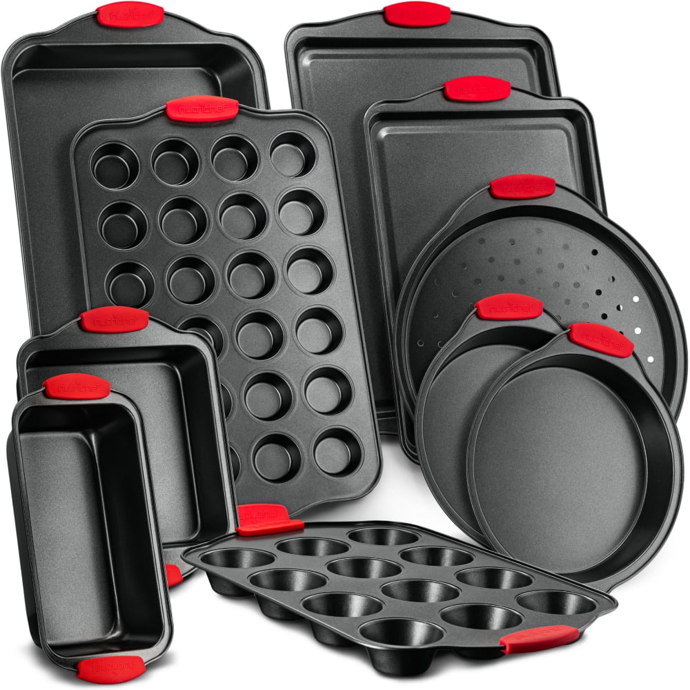 NutriChef Oven Carbon Steel 10 Piece Bakeware Set w/ Deluxe 3 Piece Pan Set