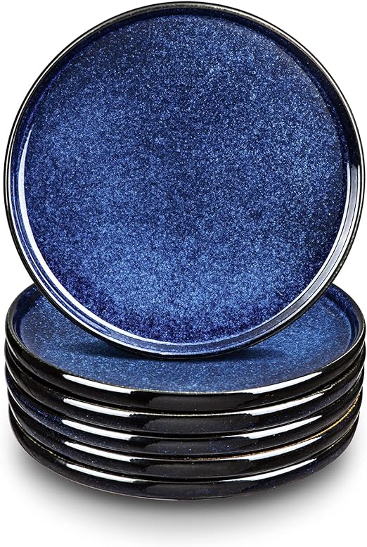 Vicrays 6pcs, Ceramic Dinner Plates Set - Porcelain 10 Inch Flat Steak Pizza Pasta Plate Party Home Restaurant Plate Scratch Resistant Microwave Oven And Dishwasher Safe