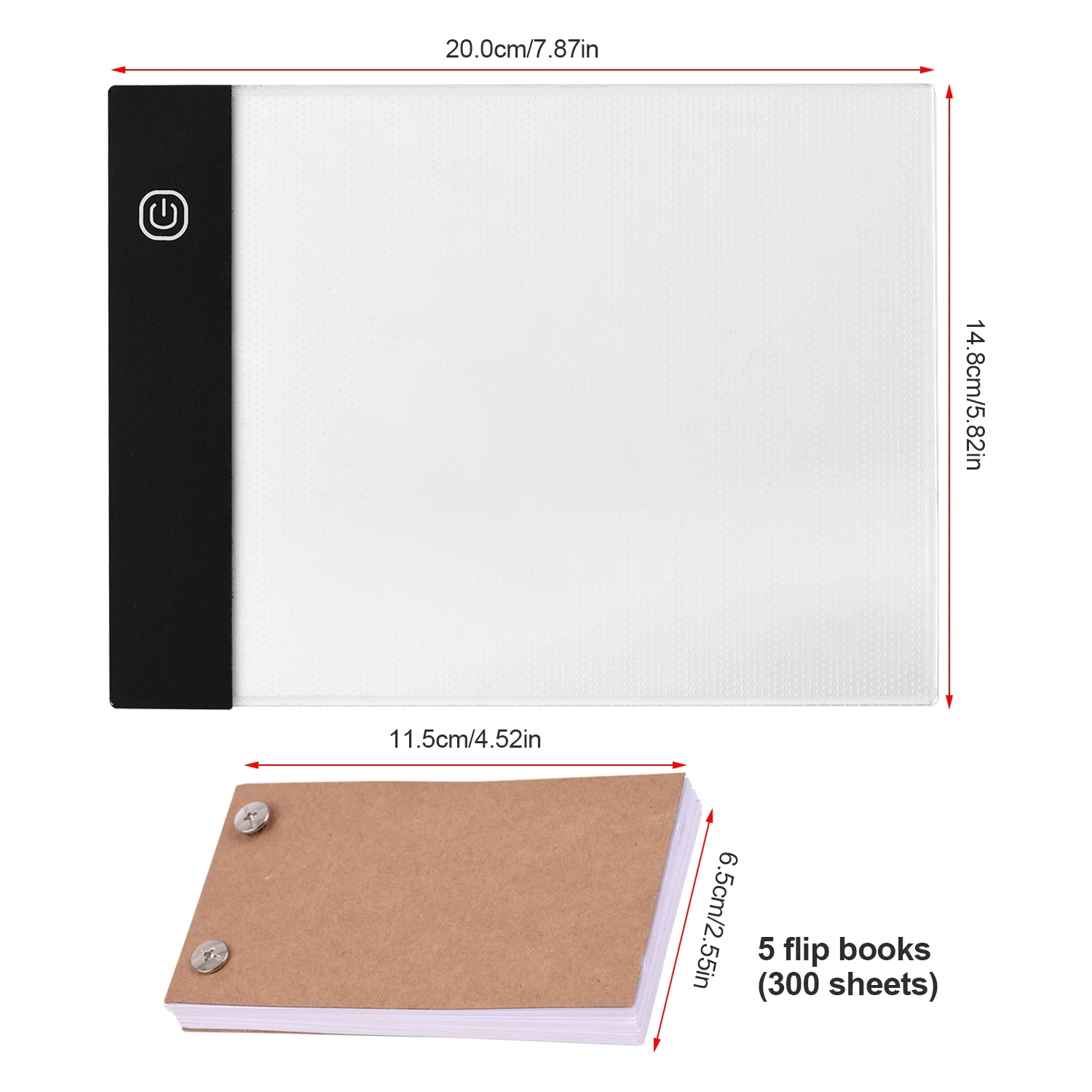 Mewmewcat Portable Flip Book Kit with  Pad Tablet   Box 3 Level Brightness Control 300 Sheets Flipbook Paper with Binding Screws for Tracing and Drawing