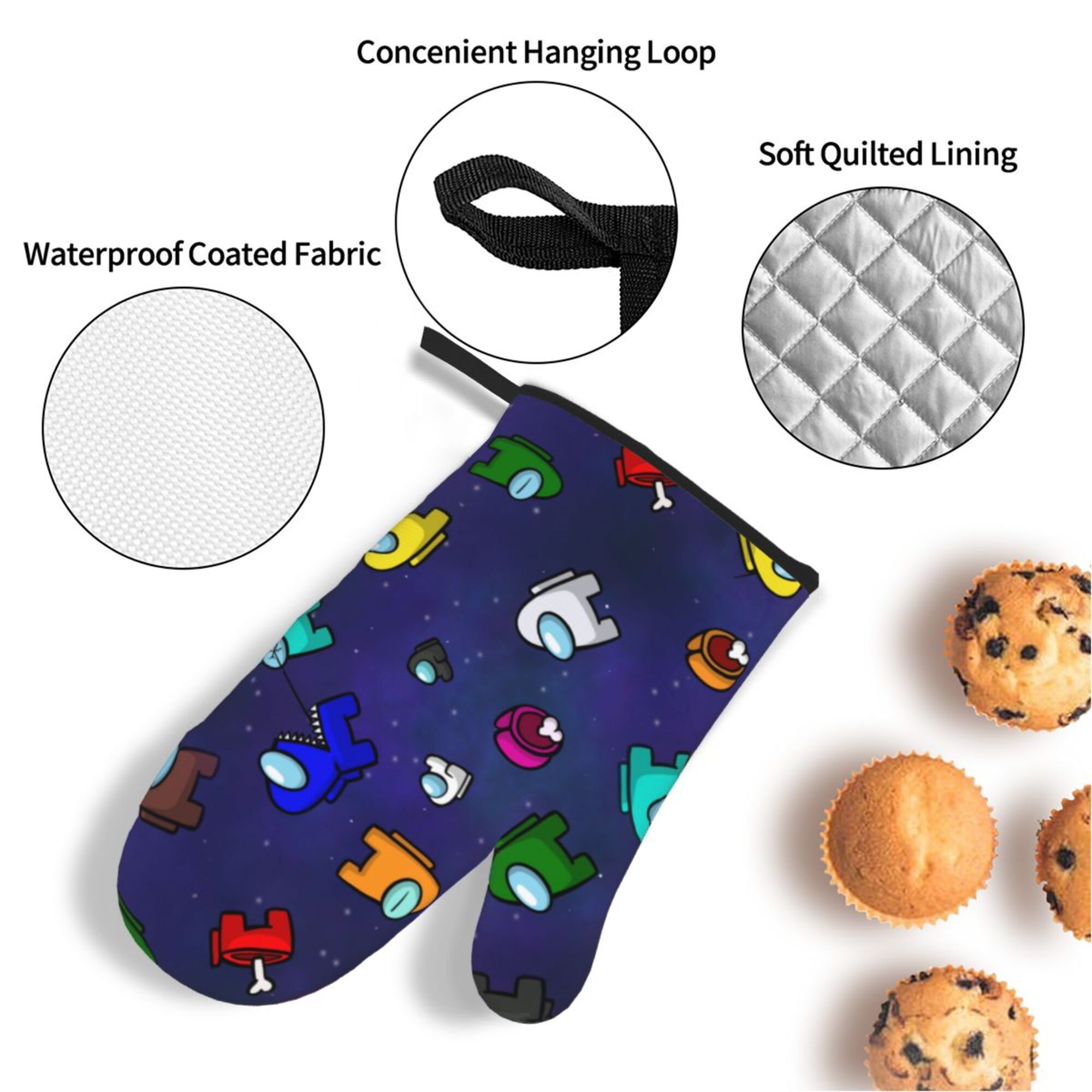 ZICANCN Oven Mitts and Pot Holders Sets,Funny Astronaut Baking Sets Kitchen Heat Resistant 4 Pieces