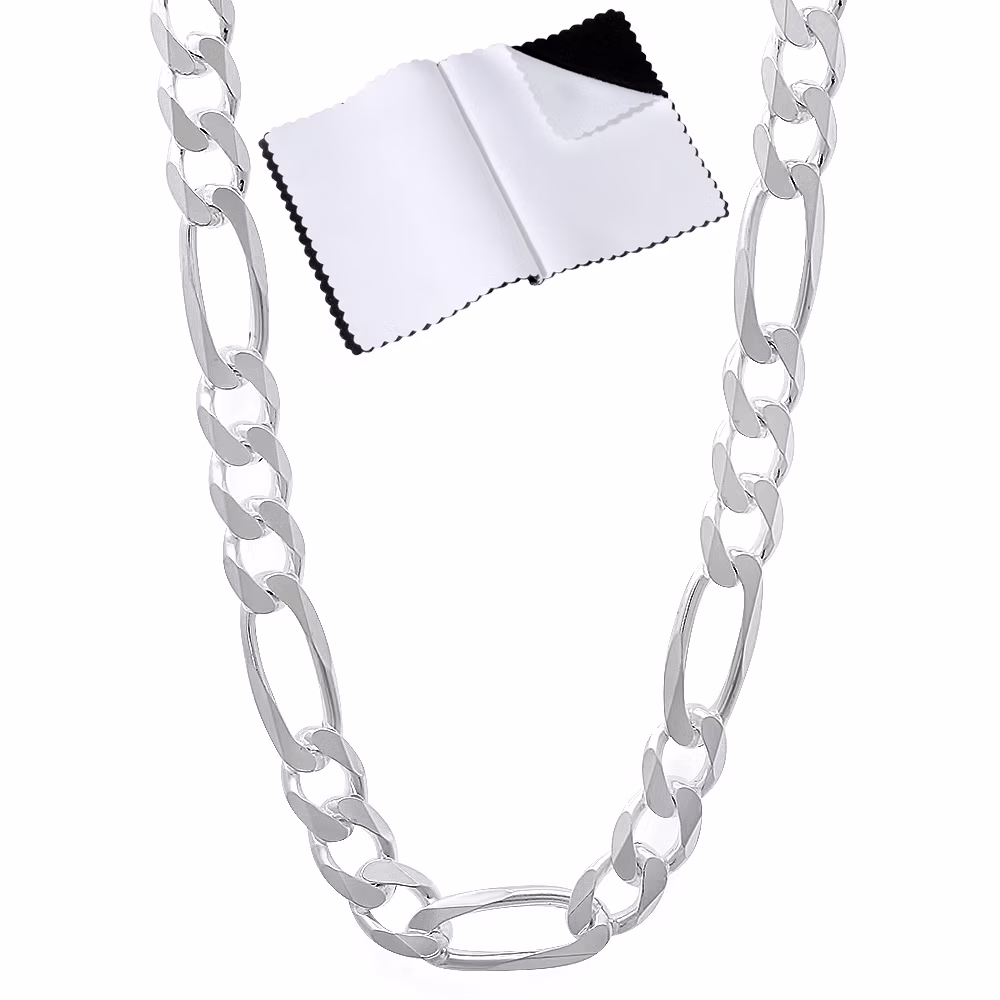 5.5mm Solid .925 Sterling Silver Flat Figaro Choker Chain Necklace, 20 inches + Gift Box