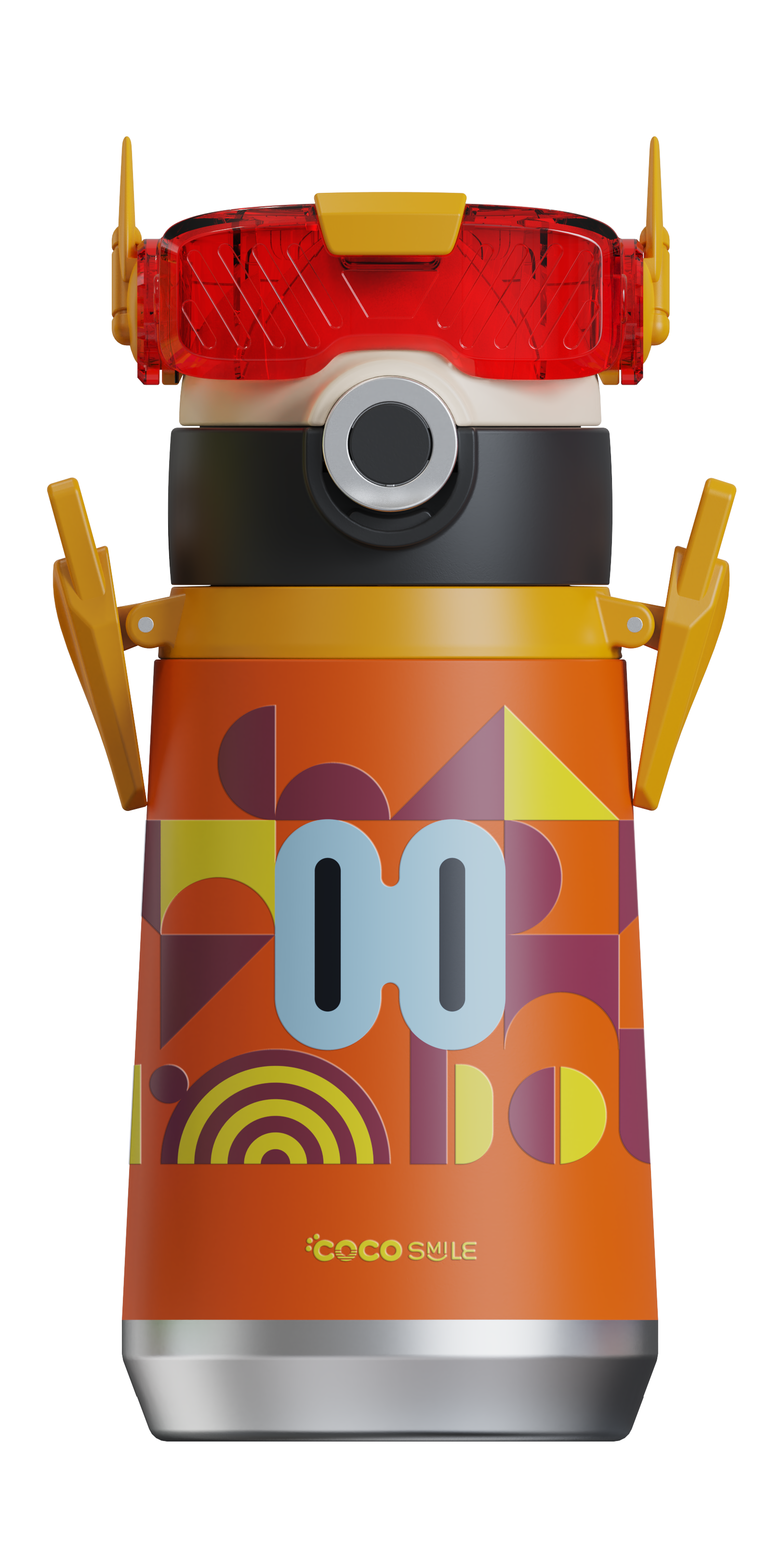 Robot Direct Drinking Thermos Cup (Double Eyes, Orange Color)