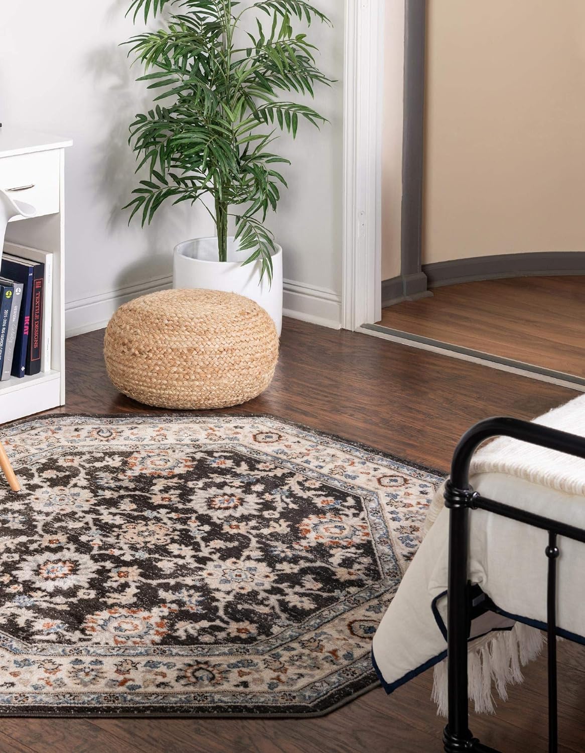 Charlotte Collection Rug – 8 Ft Octagon Gray Low-Pile Rug Perfect For Living Rooms, Kitchens, Entryways