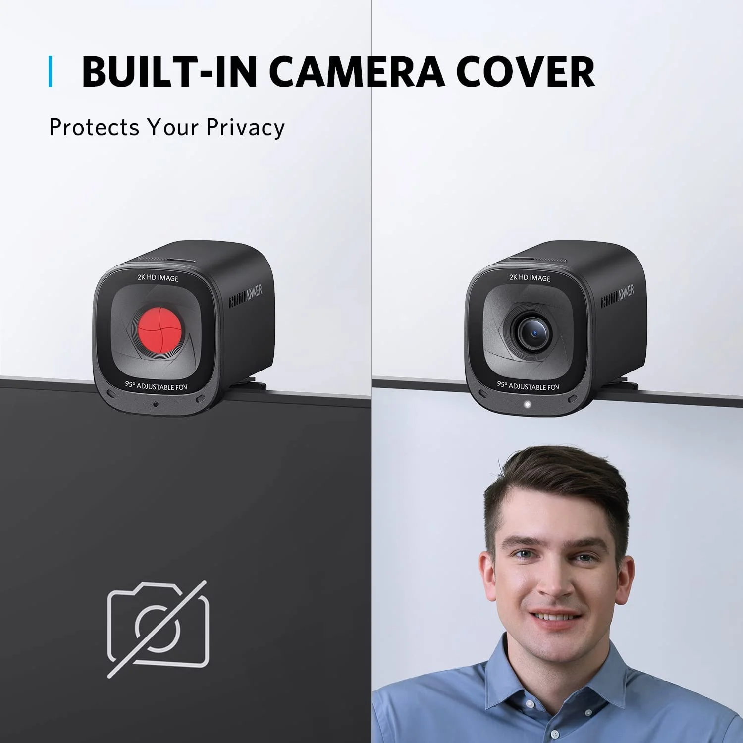 Anker 2K USB Webcam (PowerConf C200) with Dual Microphones AI-Noise Canceling Stereo