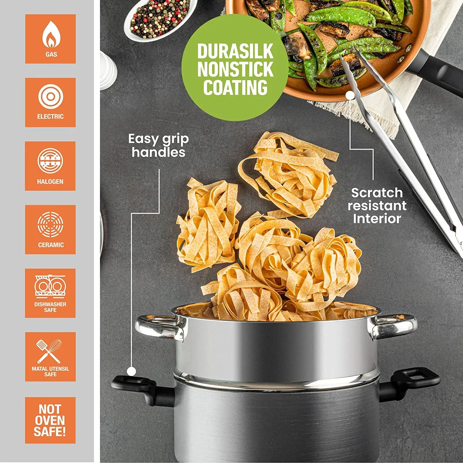 Gotham Steel Pro Premier Pots and Pans Set Nonstick 10 Pc Hard Anodized Kitchen Cookware Set