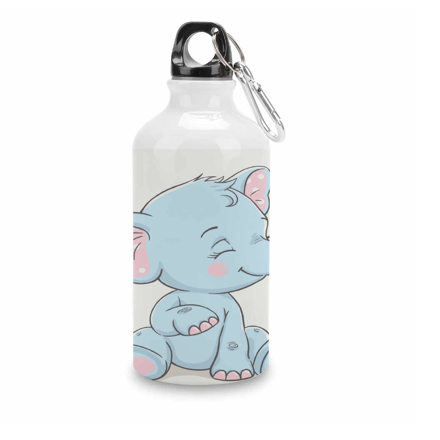 SKYSONIC 400ml Sport Aluminum Water Bottle,Cute Baby Elephant,Sport Multipack Leak Proof Easy Carry Travel Bottle with Twist Cap for Gym Hiking Camping Running Bike Outdoor
