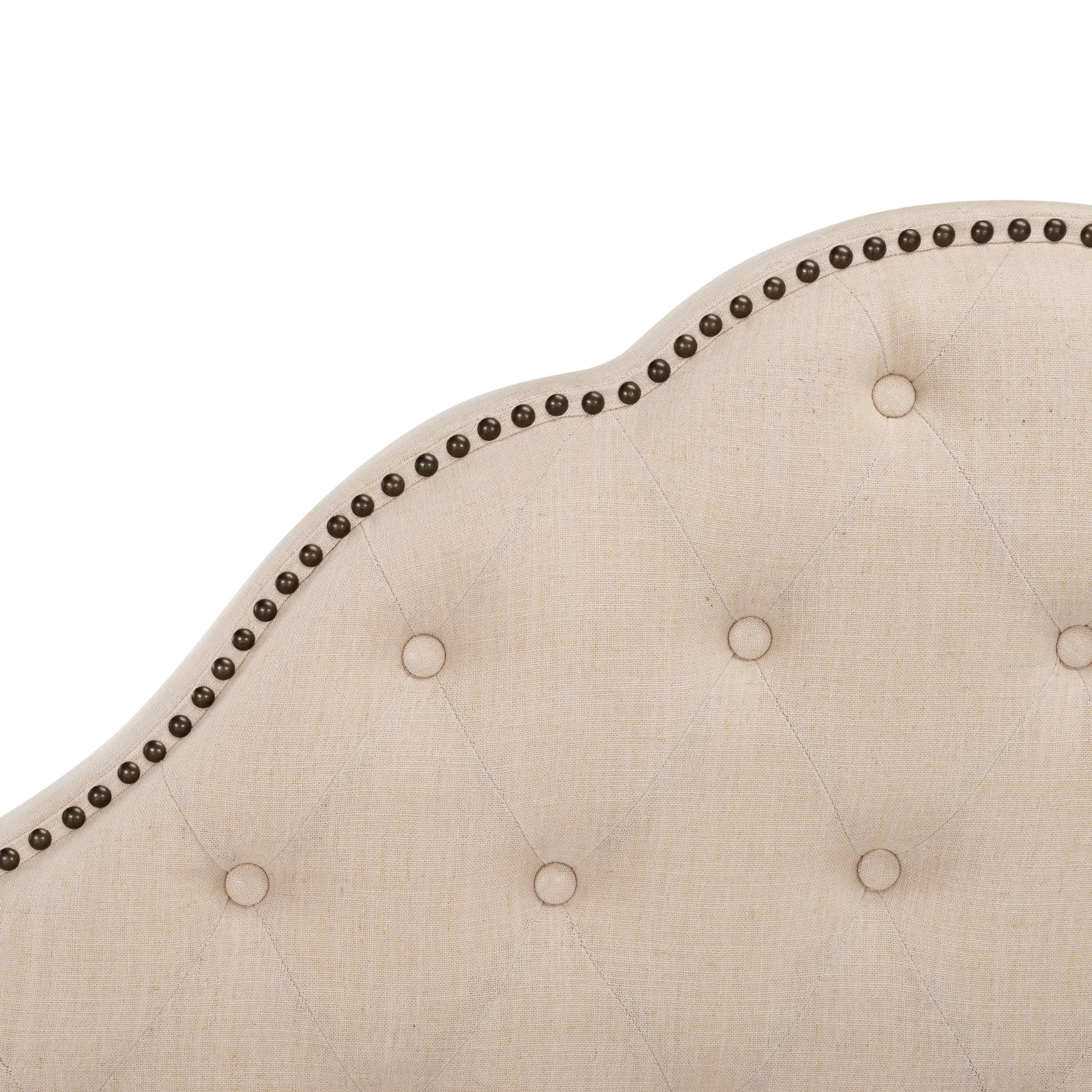 SAFAVIEH Beckham Modern Glam Tufted Headboard with Nail Heads, Queen, Beige