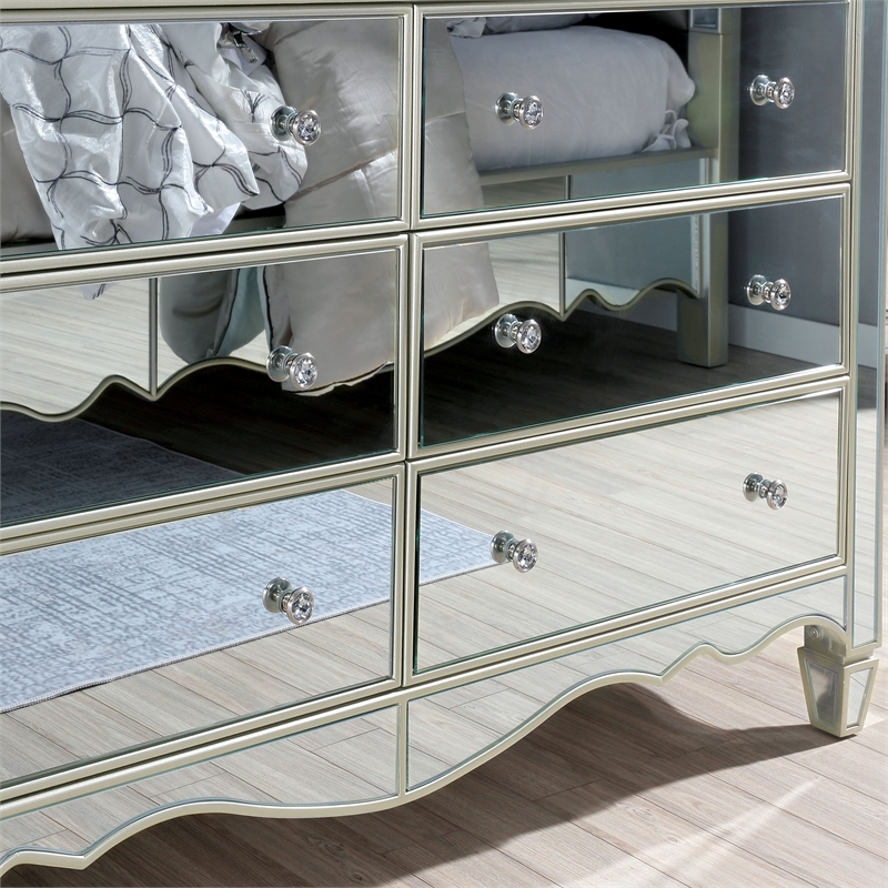 FOA Gavvi Glam 3-Piece Silver Wood Bedroom Set - Cal King + Nightstand + Dresser