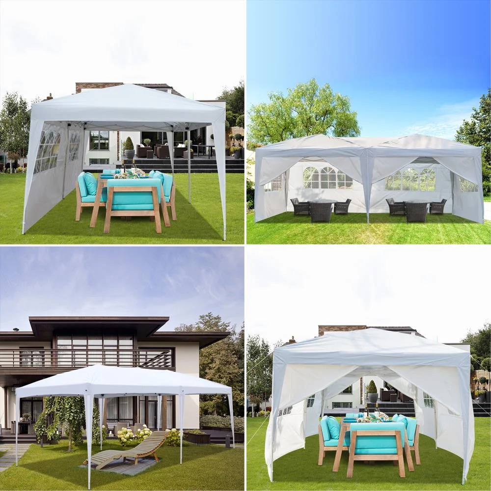 UBesGoo Canopy 10'x20' Ez POP up Wedding Party Tent Folding Gazebo Beach Canopy W/6 carry Bag (White)
