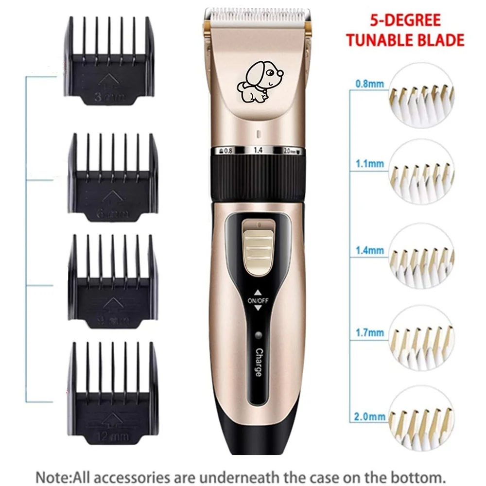 Dog Shaver Clippers Low noise Rechargeable Cordless Electric Quiet Hair Clippers Set for Small/Large Cats Dogs -Gold