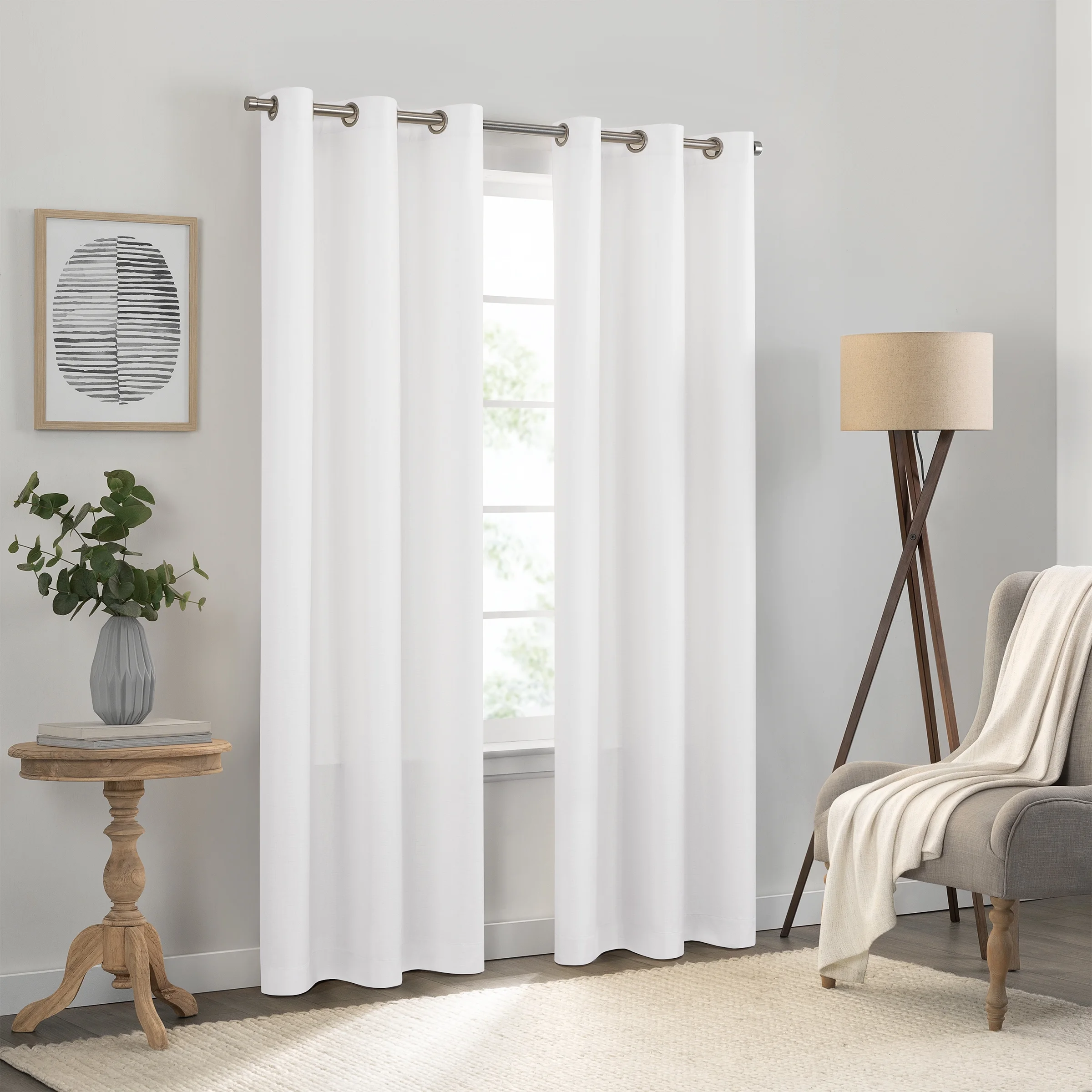 Eclipse Dayton Grommet Solid Textured Thermaback Blackout Curtain Panel, White, 42