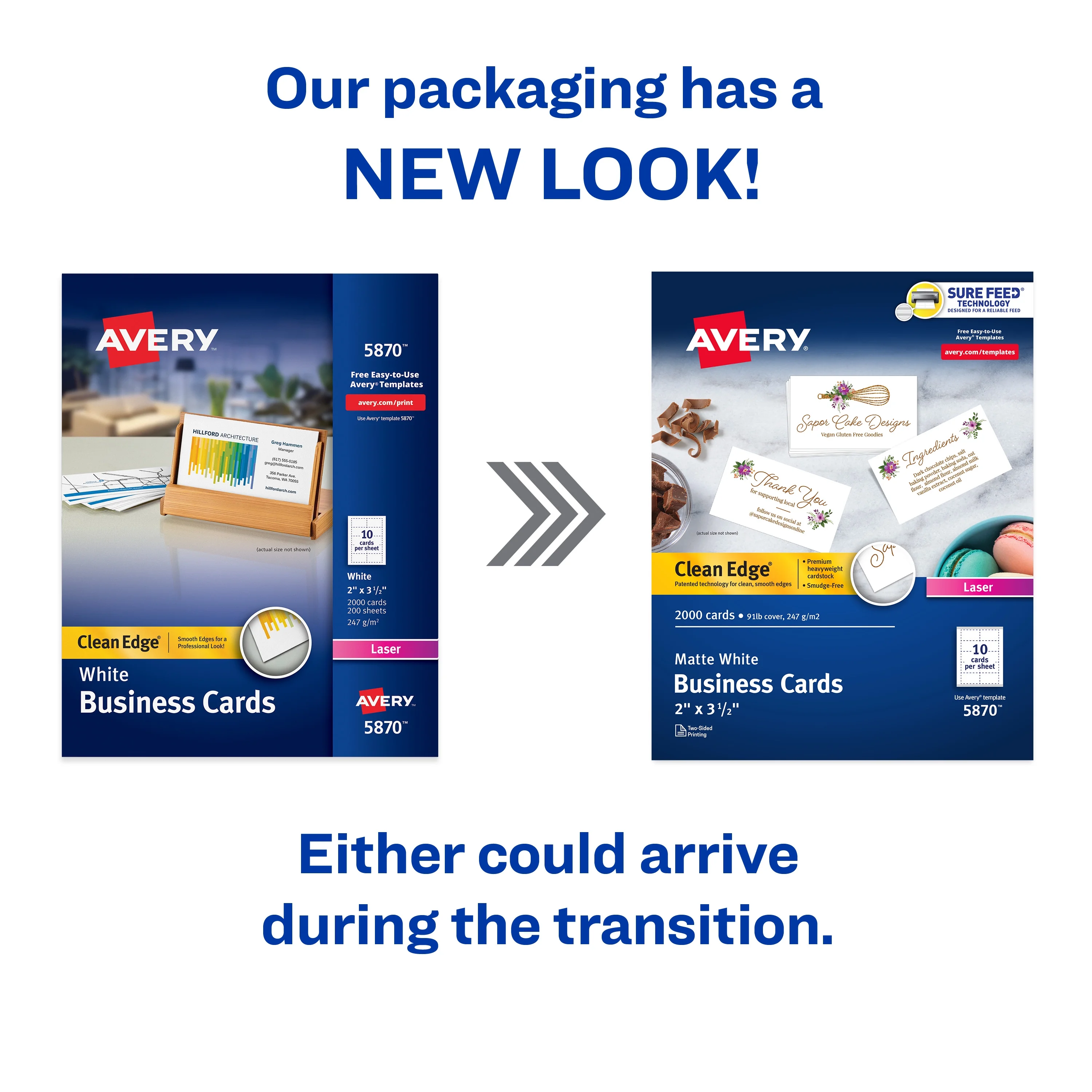 Avery Clean Edge Printable Business Cards with Sure Feed Technology, 2