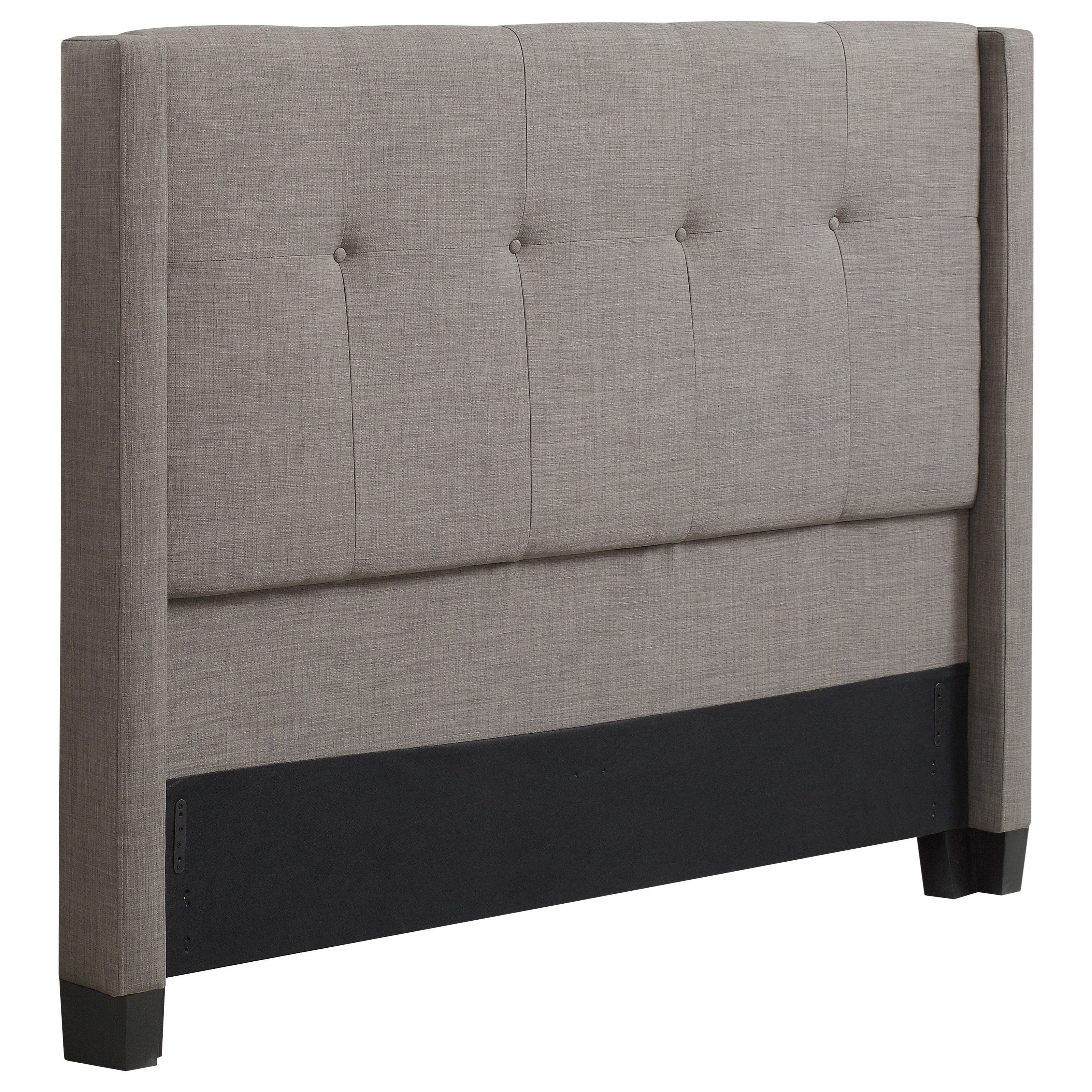 Manhattan Classic E King Headboard Bed in Linen Dark Grey Fabric with Button Tufting