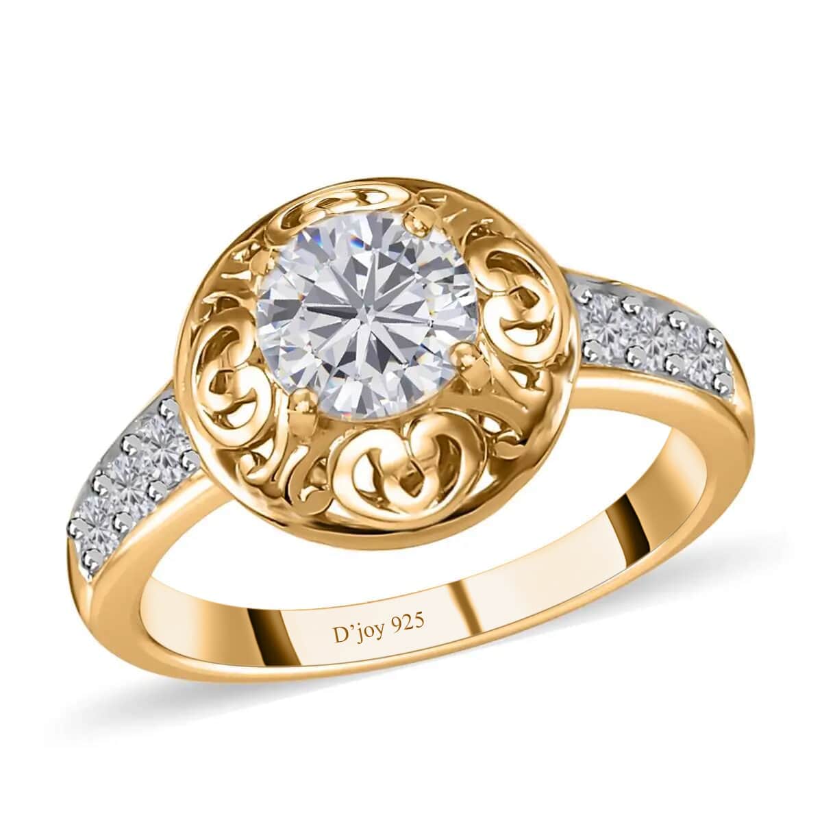 Shop LC Moissanite Round 925 Sterling Silver Vermeil Yellow Gold Plated Ring for Women Jewelry Size 9 Ct 0.7 Birthday Gifts for Women