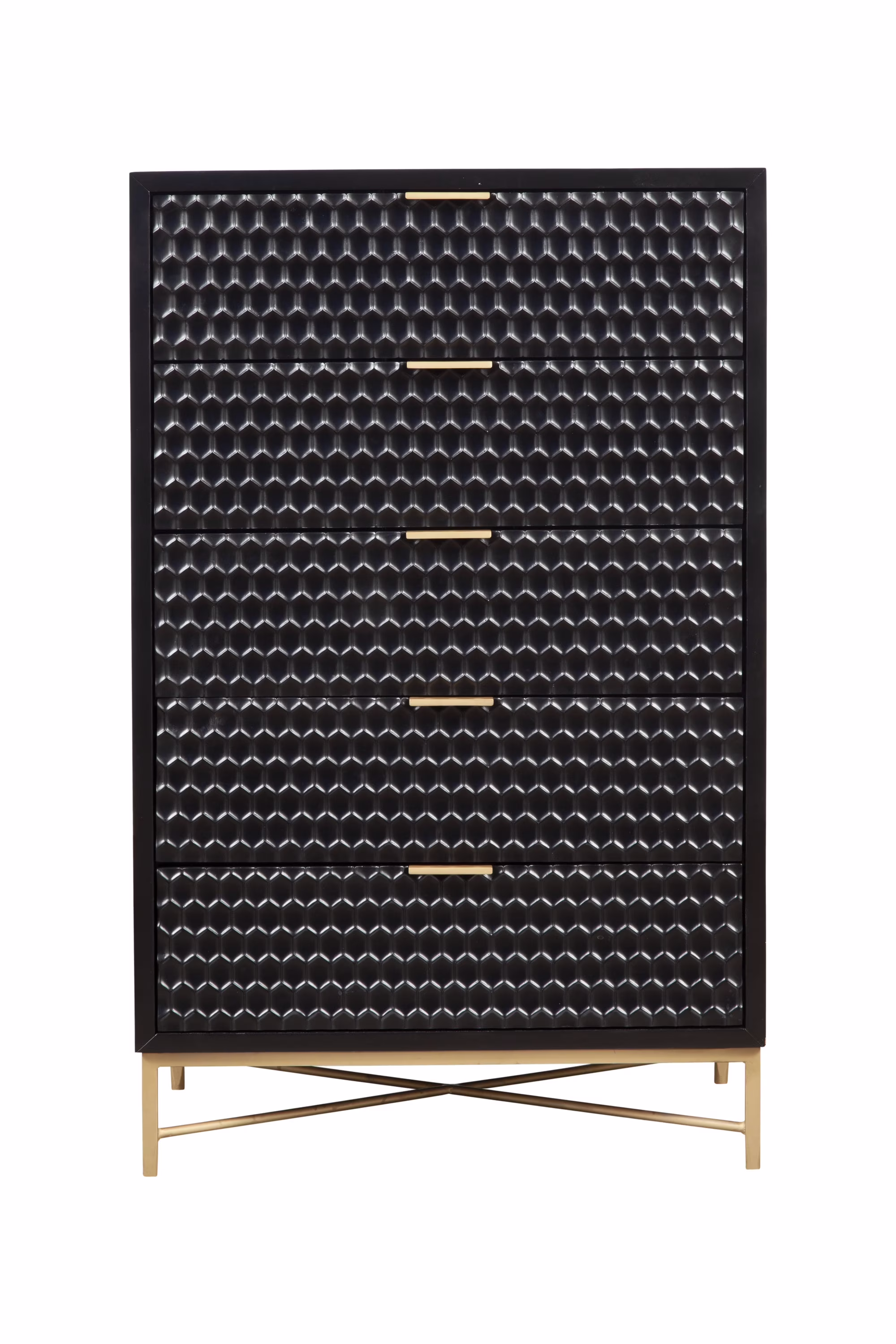 Origins by Alpine Black Pearl Five Drawer Wood Chest in Black