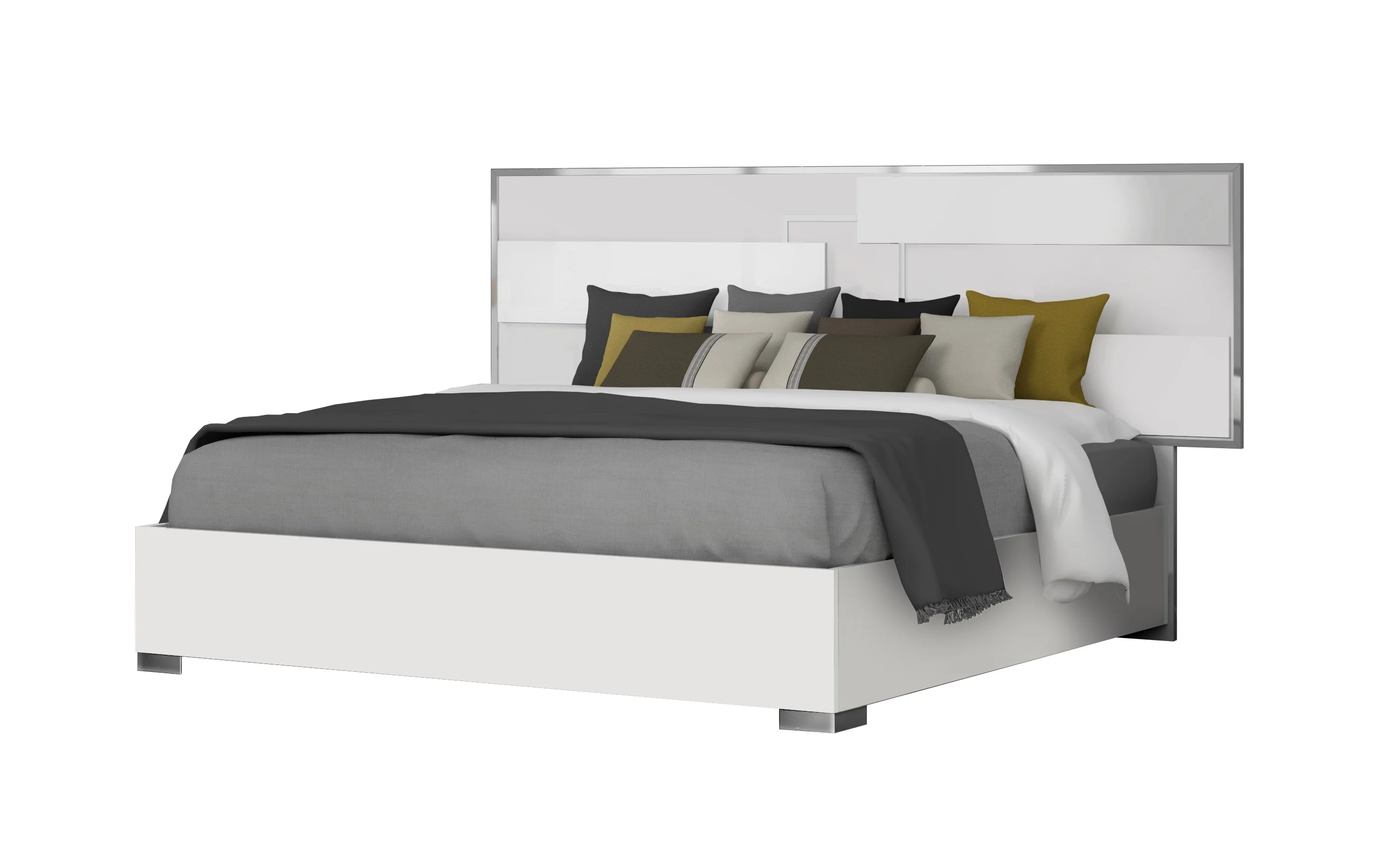 J&M Furniture Infinity Premium Bedroom with 6 piece king bed, chest, dresser, mirror and 2 nightstand, king bedroom set