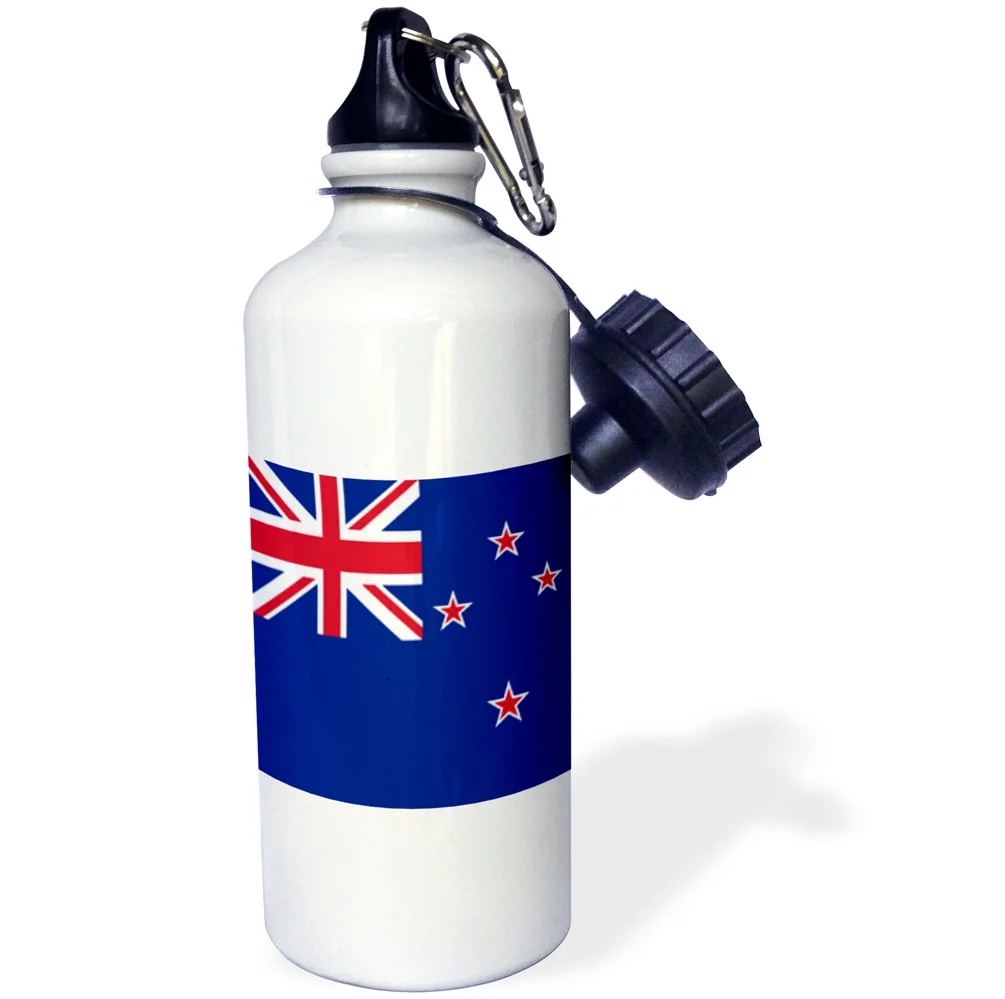 3dRose Flag of New Zealand - New Zealander Blue Union Jack with four red stars Kiwi country world souvenir, Sports Water Bottle, 21oz