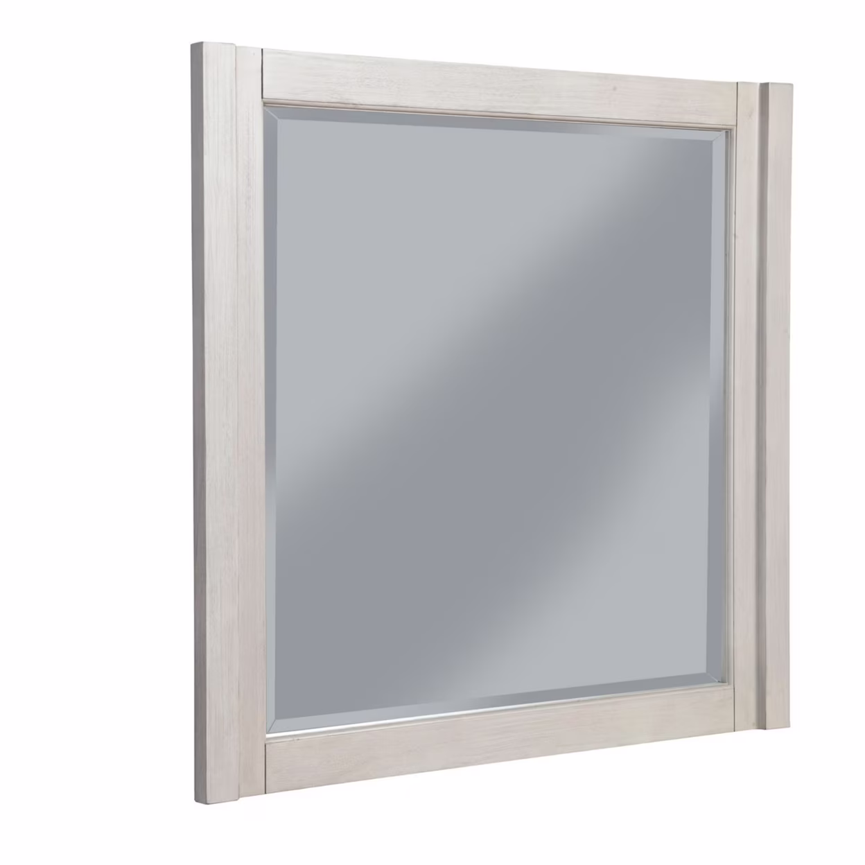 Rue 37 x 40  Rectangular Dresser Mirror, Mahogany Wood Frame, Light Gray- Saltoro Sherpi