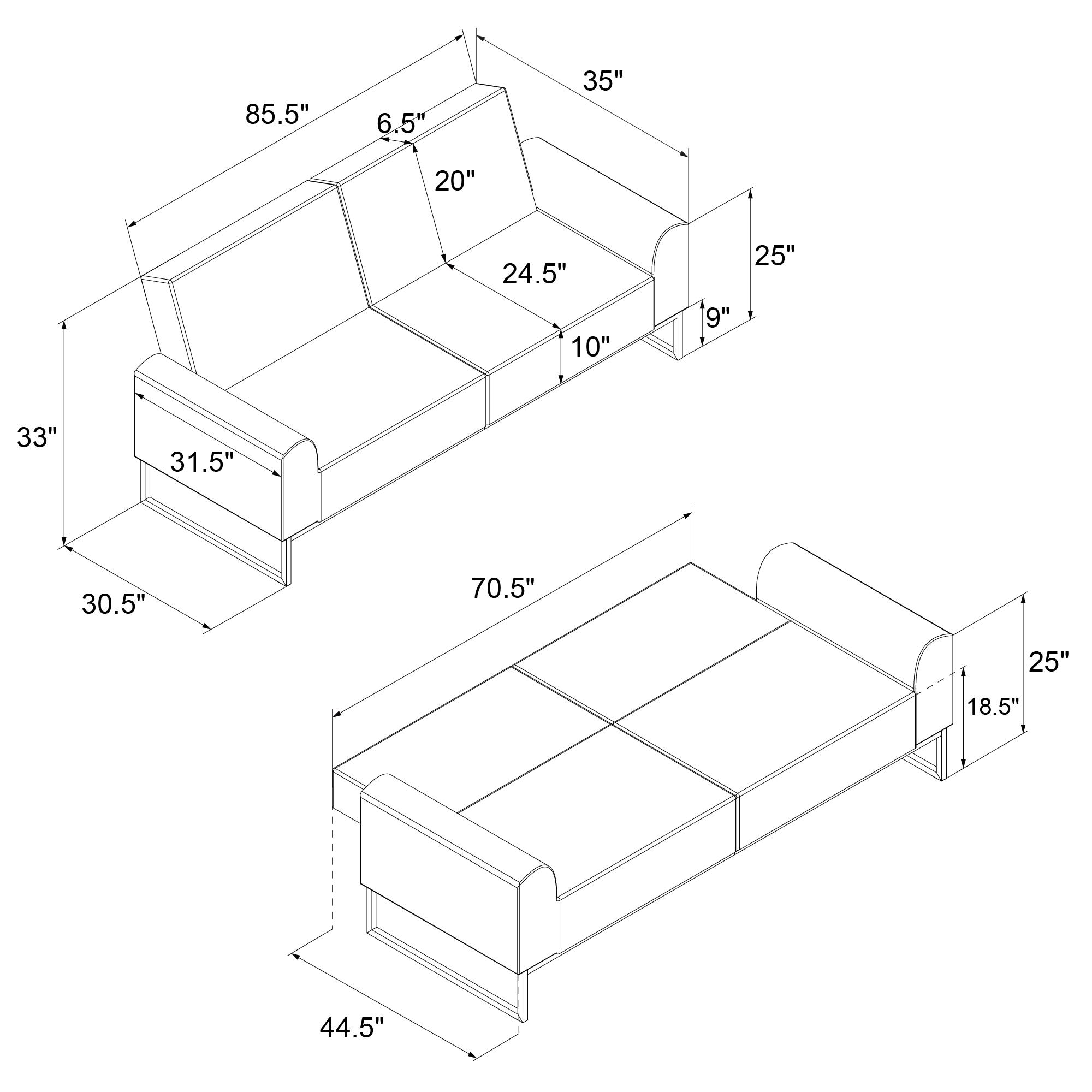 CosmoLiving Adley Coil Futon, Medium Teal Velvet with Black Metal Base