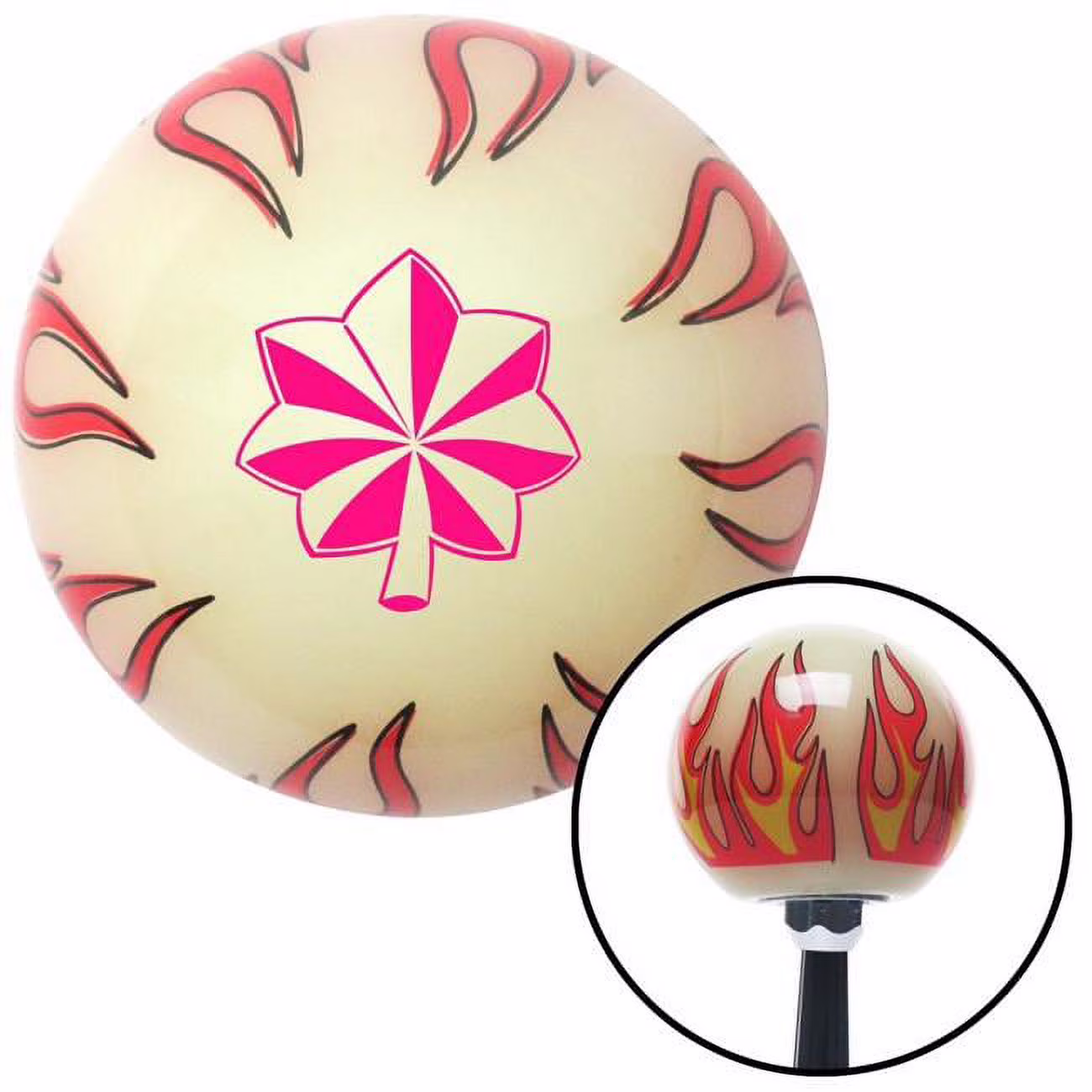 American Shifter  Pink Major & Lieutenant Colonel Ivory Flame Shift Knob with M16 x 1.5 Insert Auto Brody - Ivory