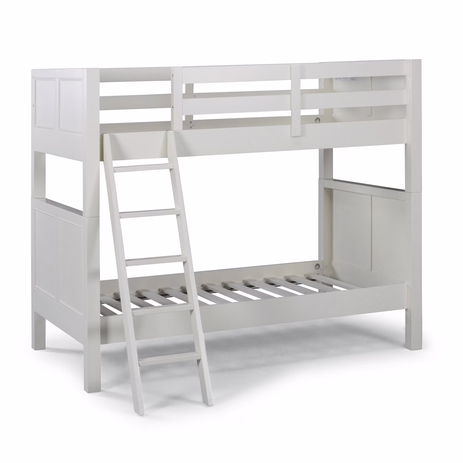 Homestyles Naples Wood Twin Over Twin Bunk Bed in Off White