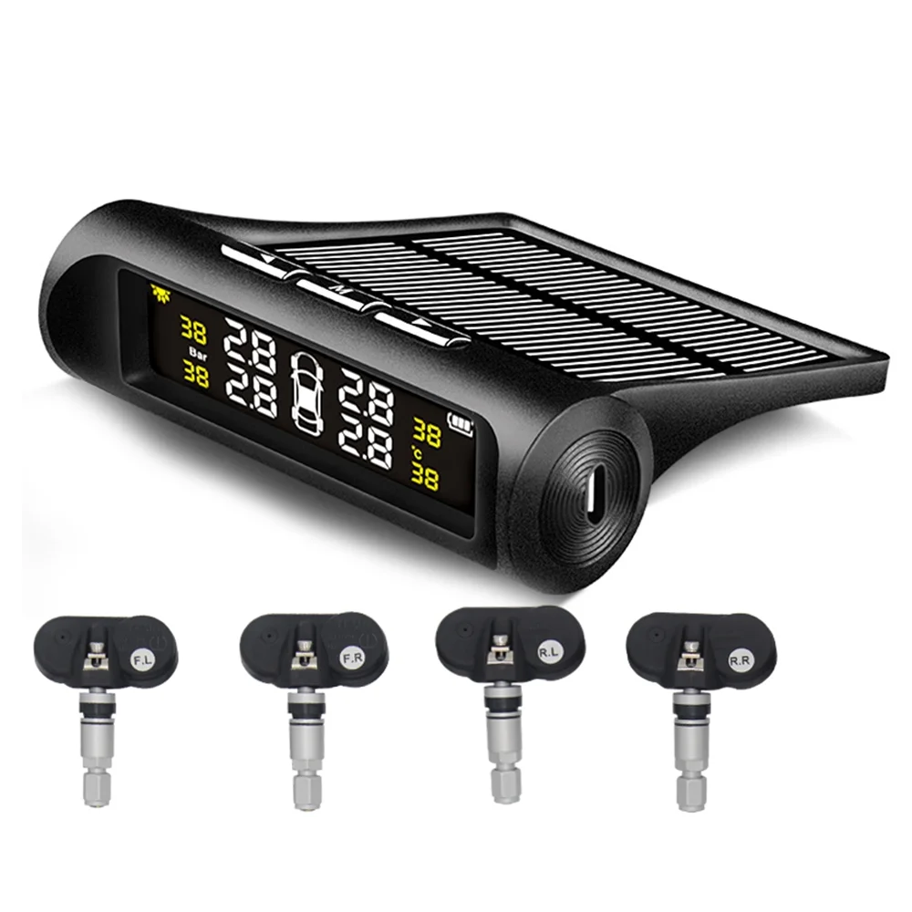 ametoys Car TPMS Solar Charging HD Digital LCD Display Auto System Wireless With 4 Sensor