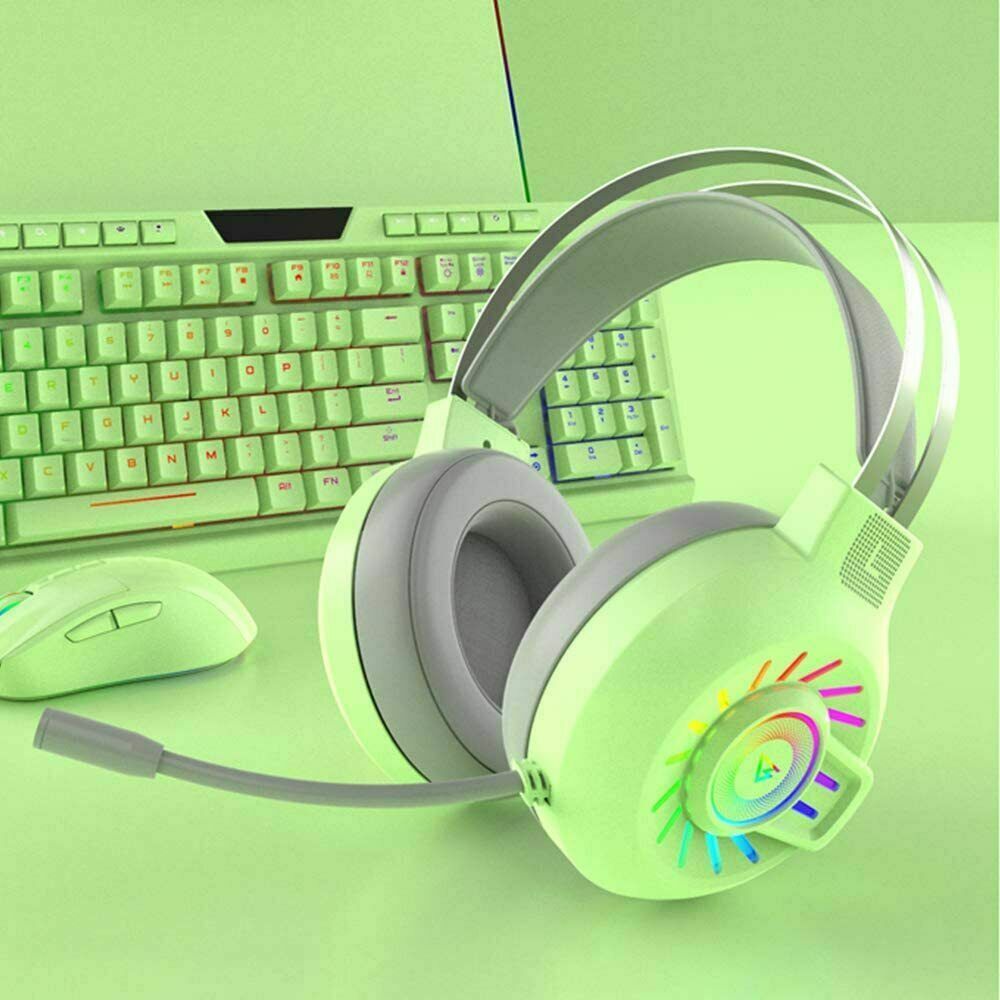Dingrich Gaming Headset,3.5mm Stereo Wired Over-Head Gaming Headphone with RGB Rainbow Backlit,Professional Headphone Stereo Surround Sound and Noise Canceling Microphone,for PS4/ Xbox one/Mac/PC